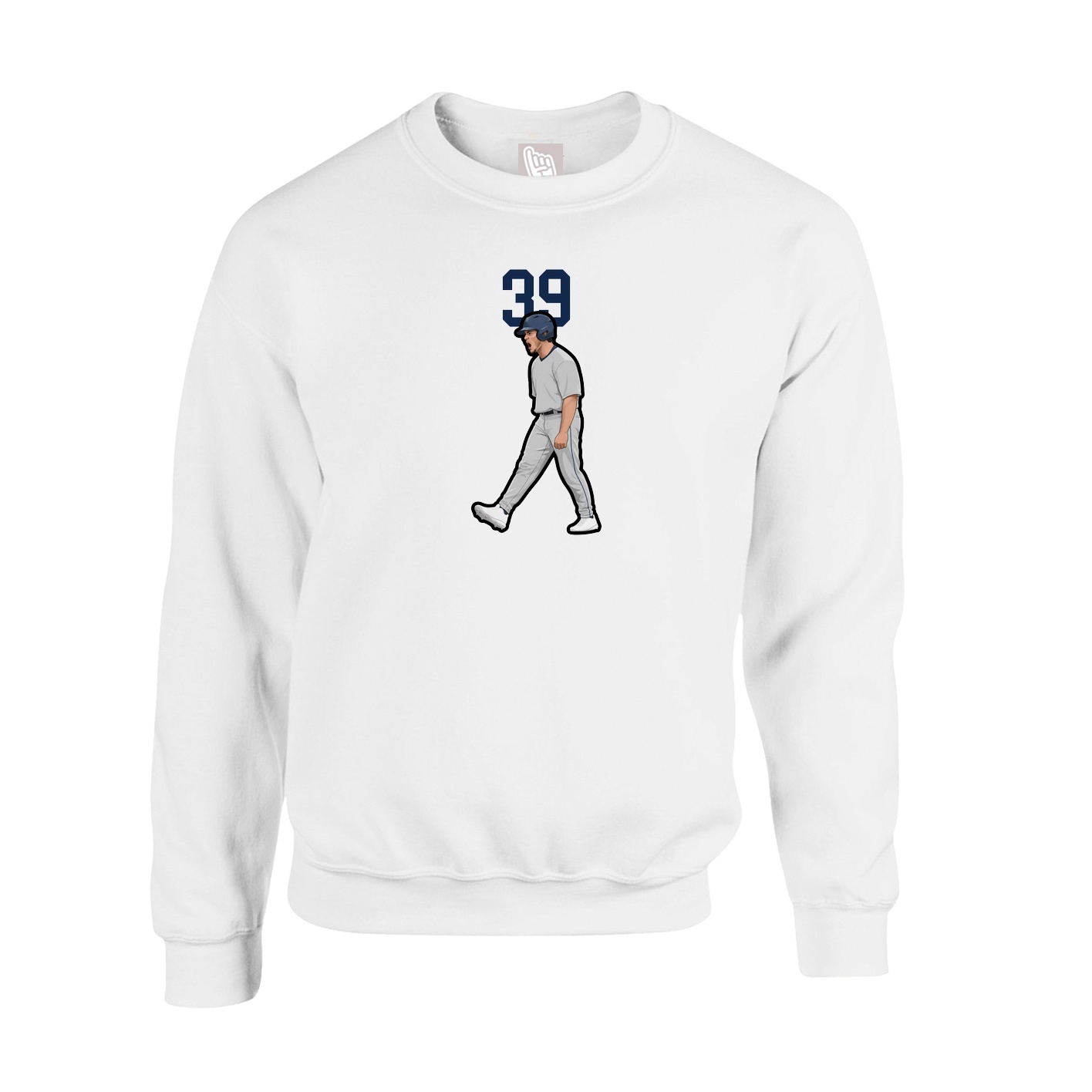 Fleece Crew — Number Top in White