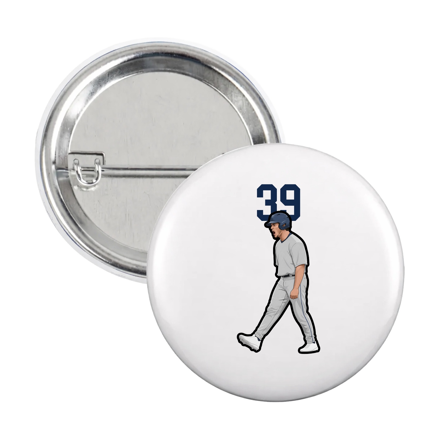 Game Day Button — Number Top in White
