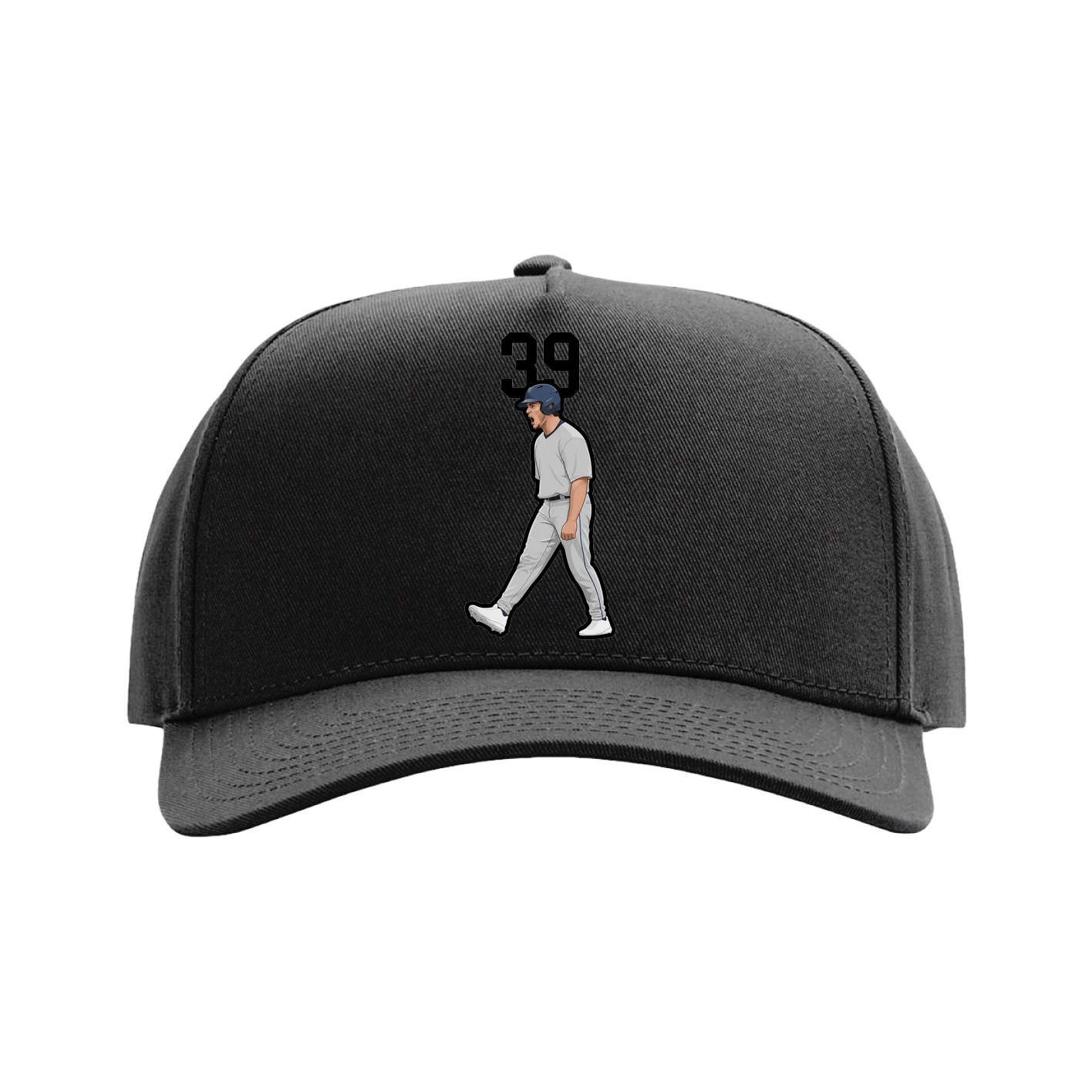 Full Fabric Five-Panel Champ Cap — Number Top in Black