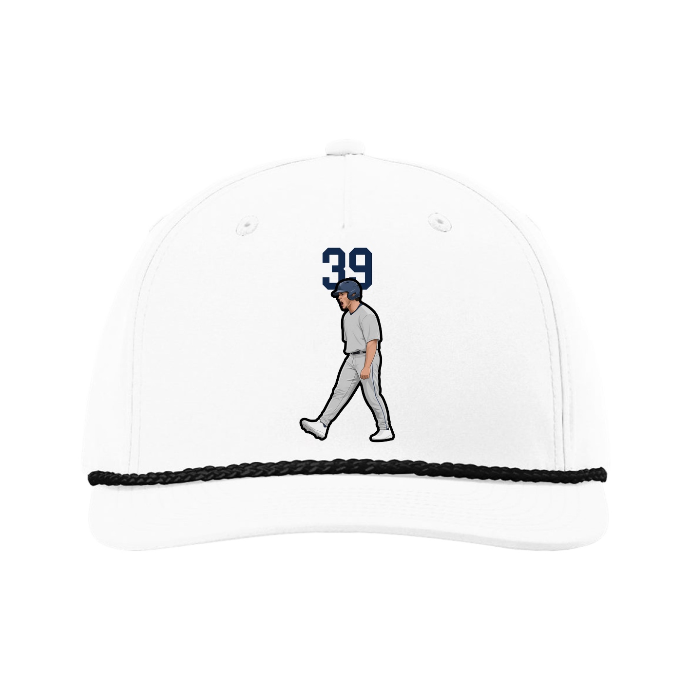 Five-Panel Classic Rope Cap — Number Top in White