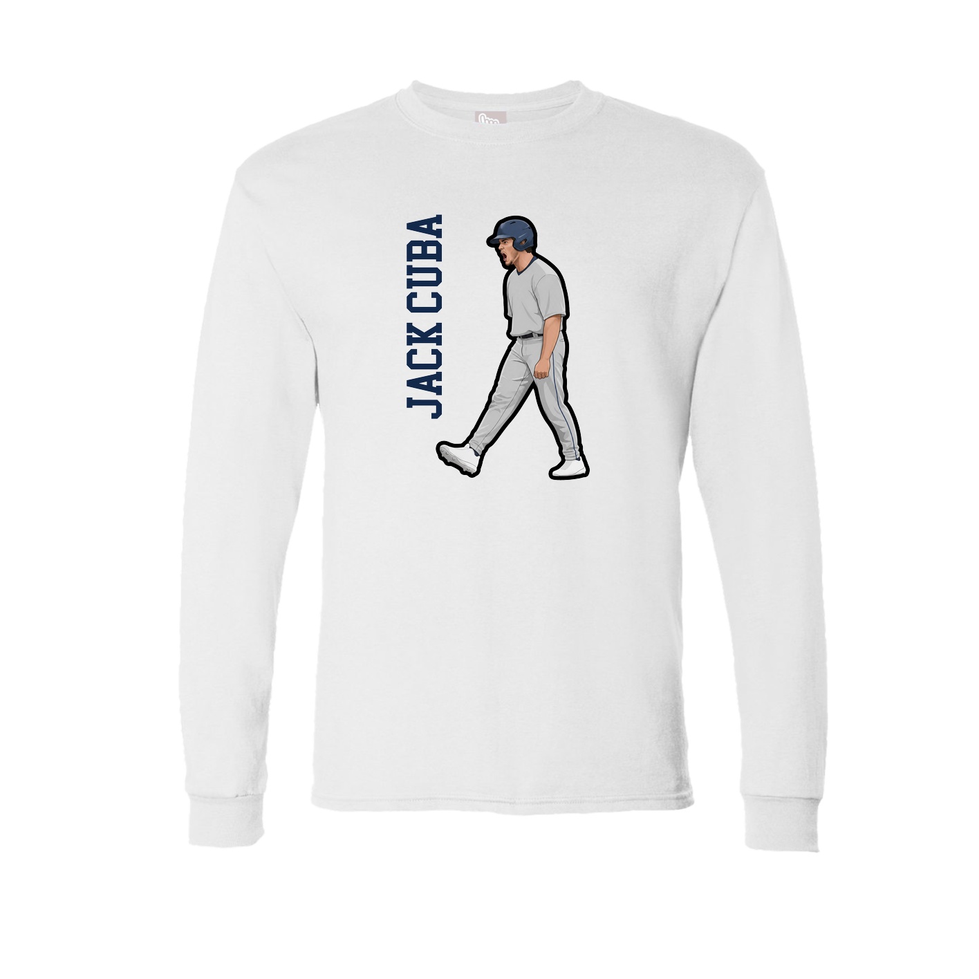 Long Sleeve Tee — Name Vertical in White