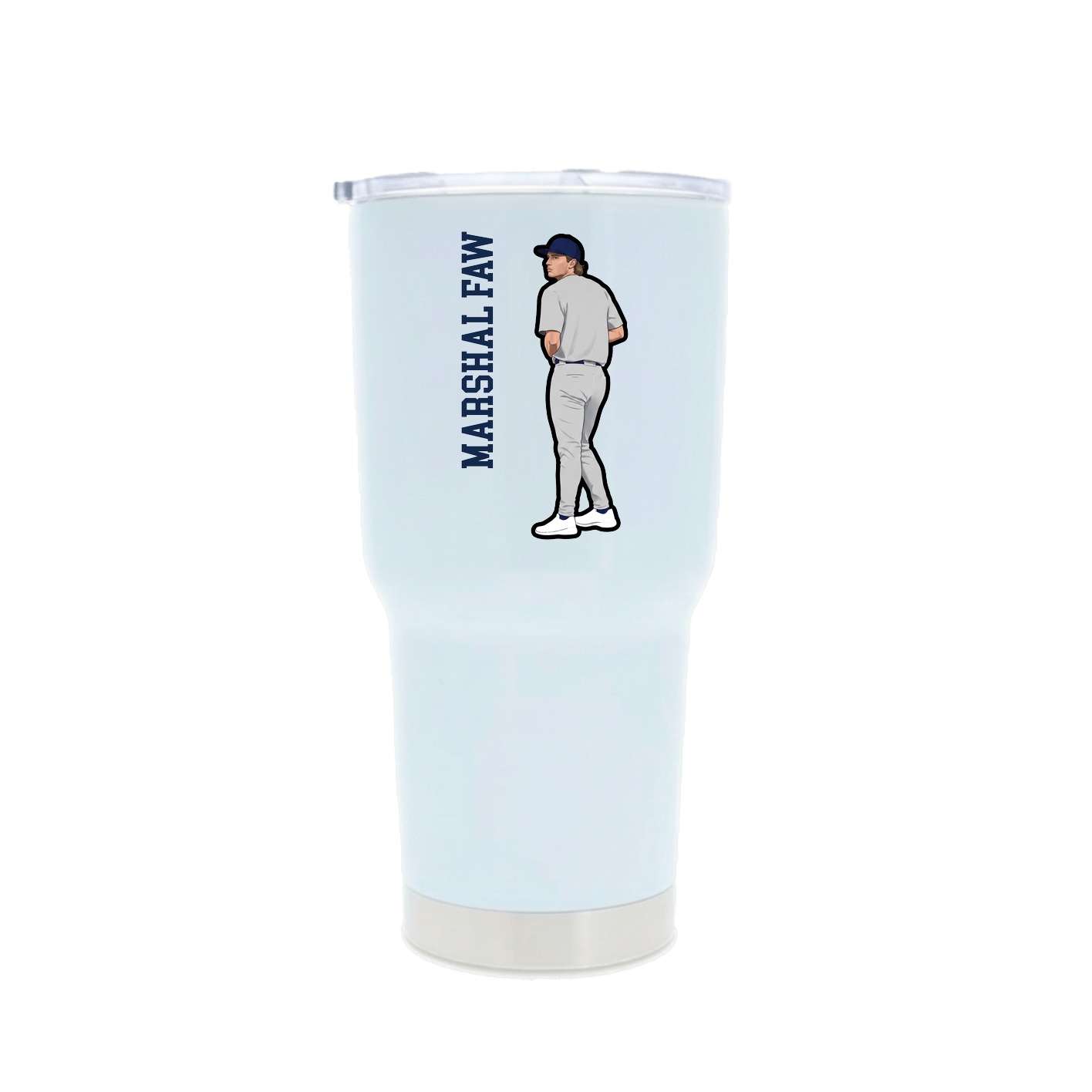 30oz Stainless Steel Tumbler — Name Vertical in White