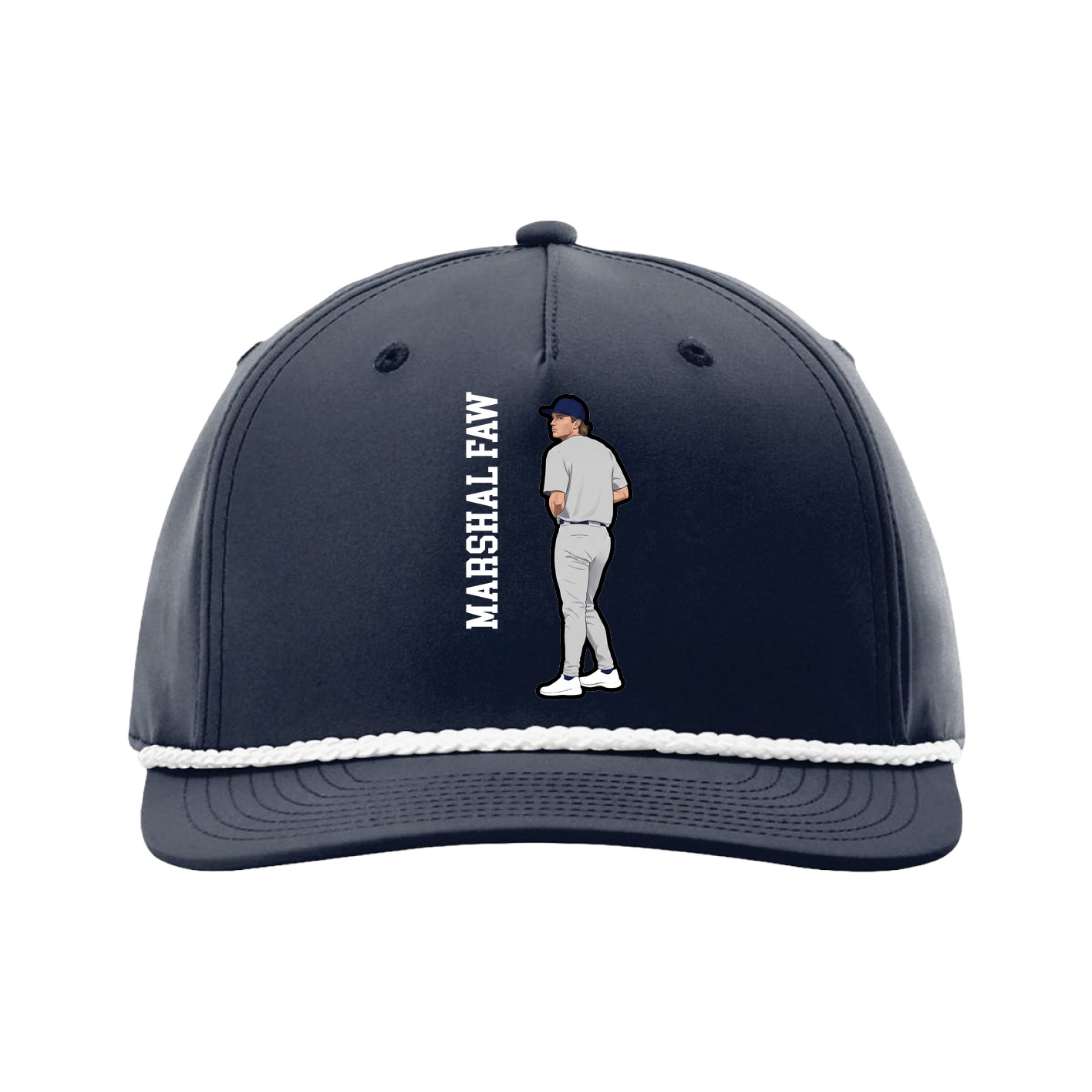 Five-Panel Classic Rope Cap — Name Vertical in Navy