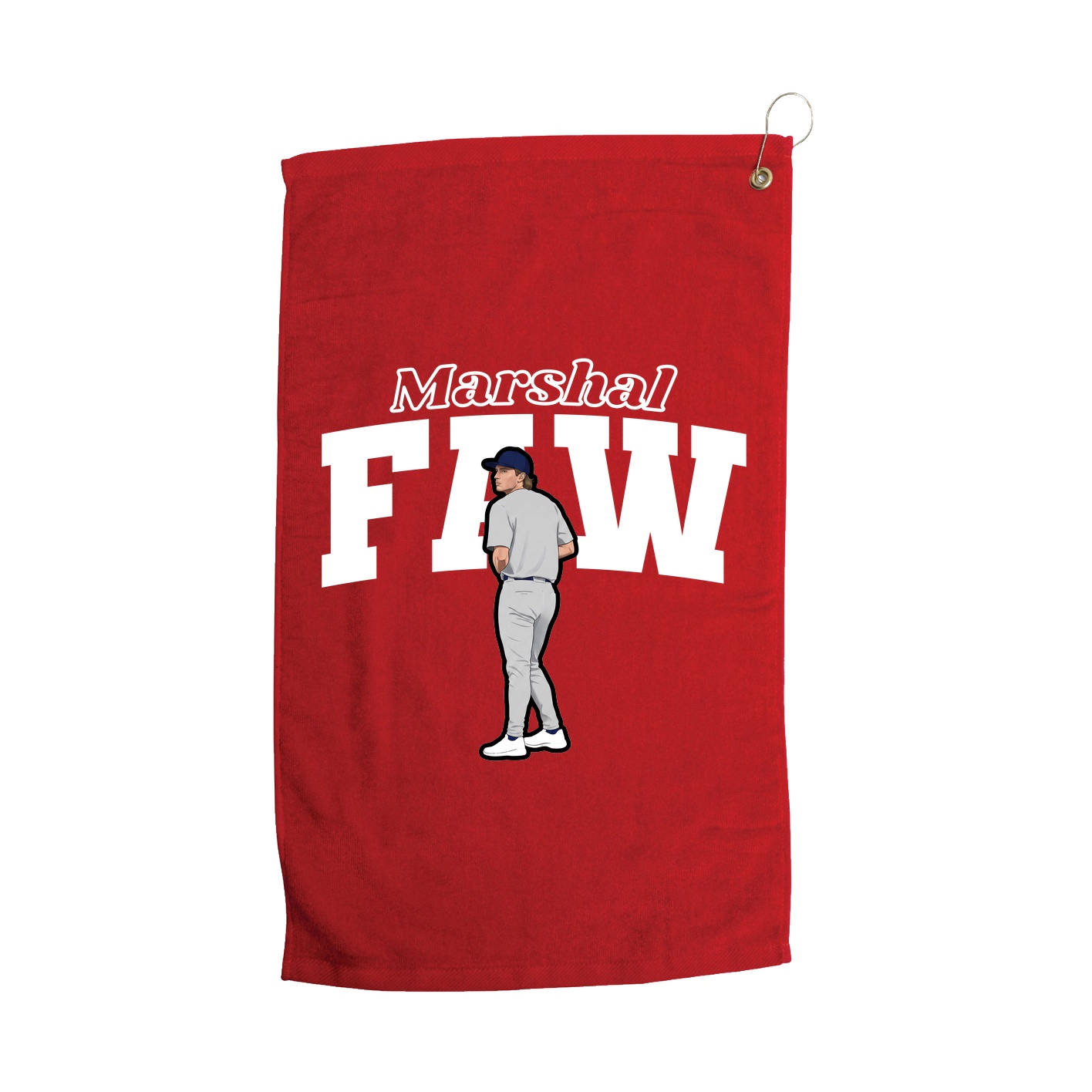 Golf Towel — Name Arch in Red
