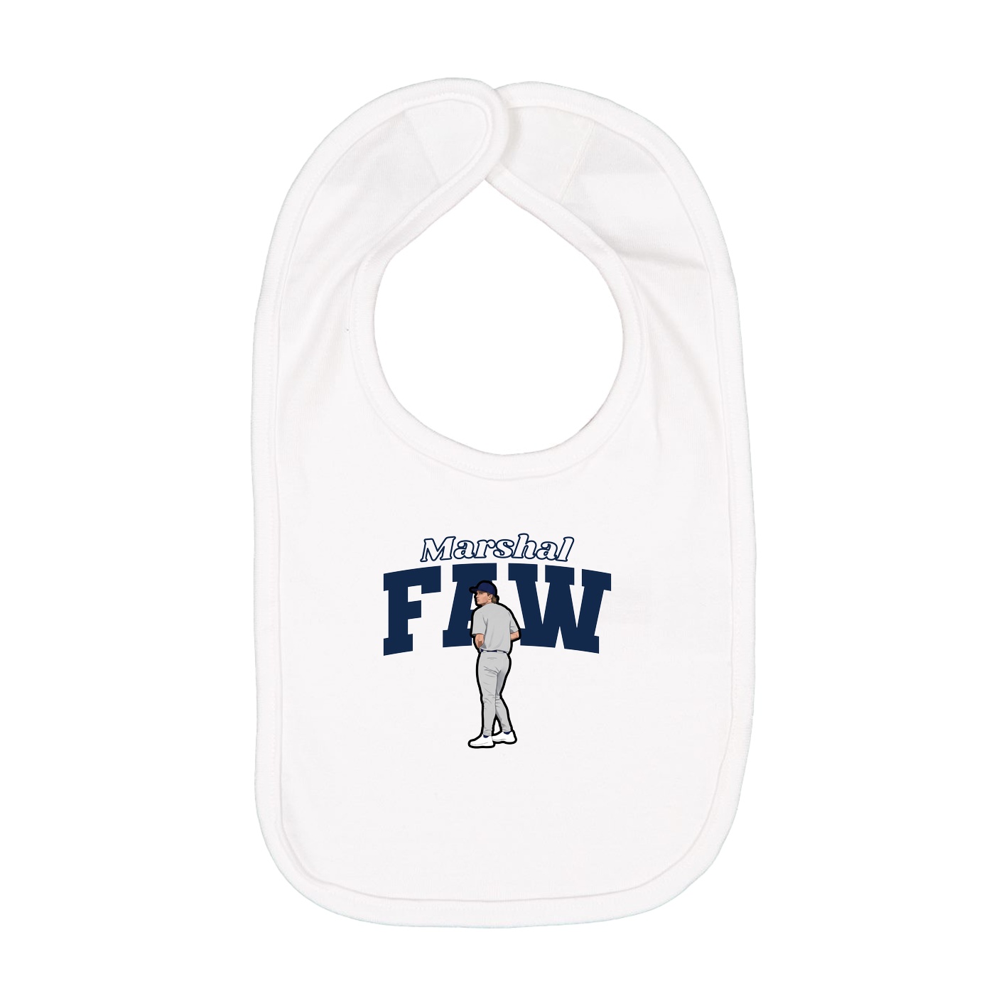 Infant Bib — Name Arch in White