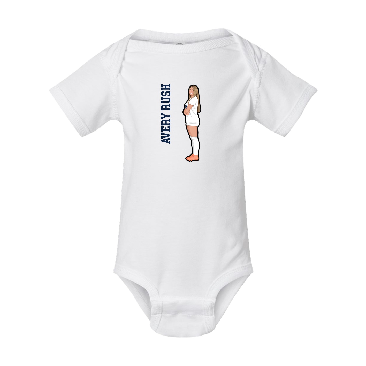 Baby Onesie — Name Vertical in White