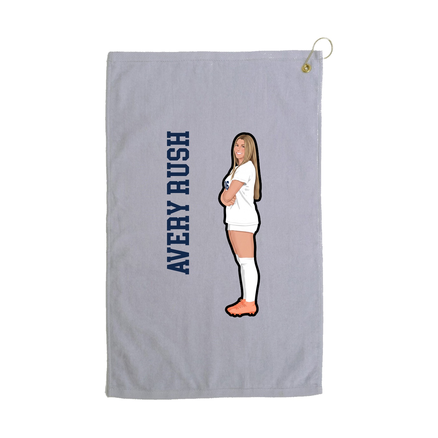 Golf Towel — Name Vertical in Grey