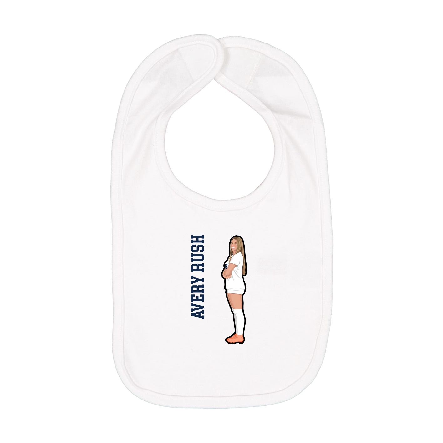 Infant Bib — Name Vertical in White