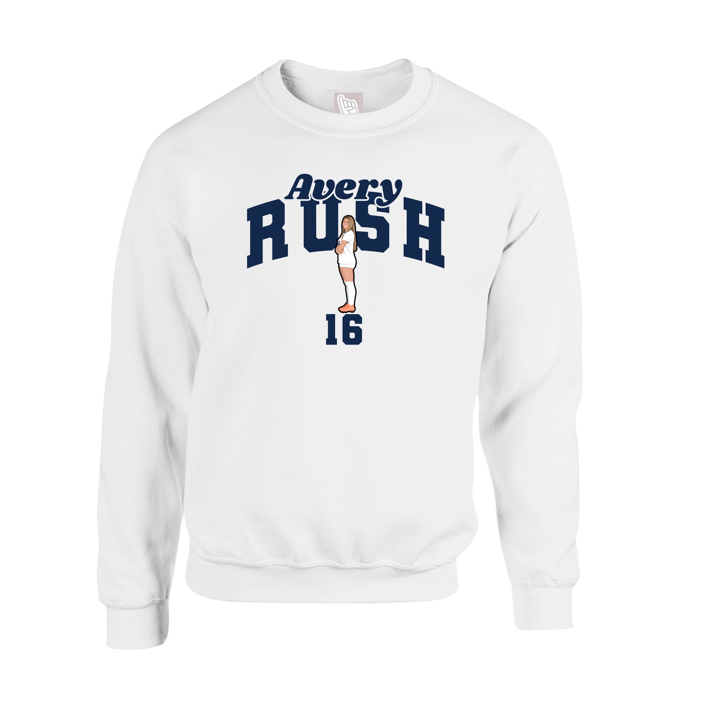 Fleece Crew — Signature Arch in White