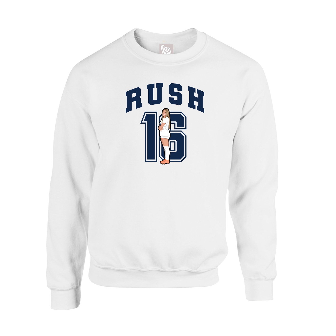 Fleece Crew — Number in White