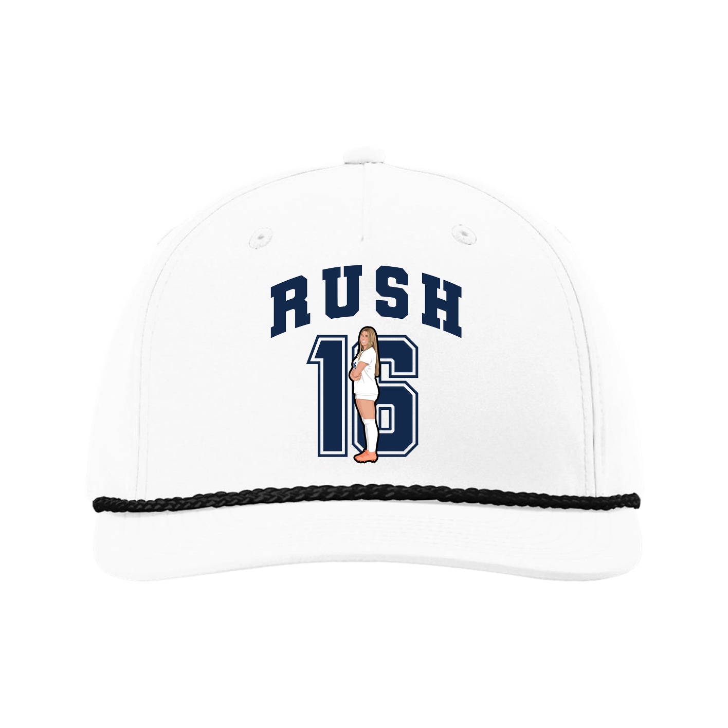 Five-Panel Classic Rope Cap — Number in White