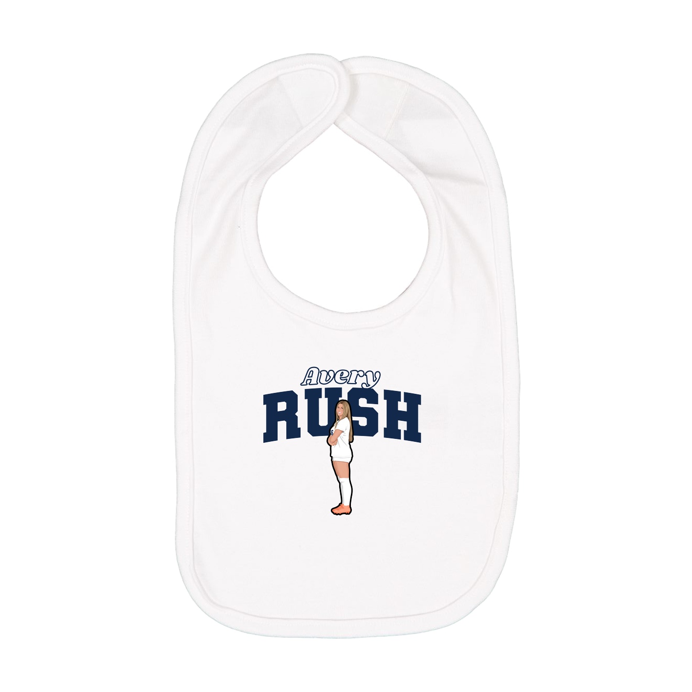 Infant Bib — Name Arch in White