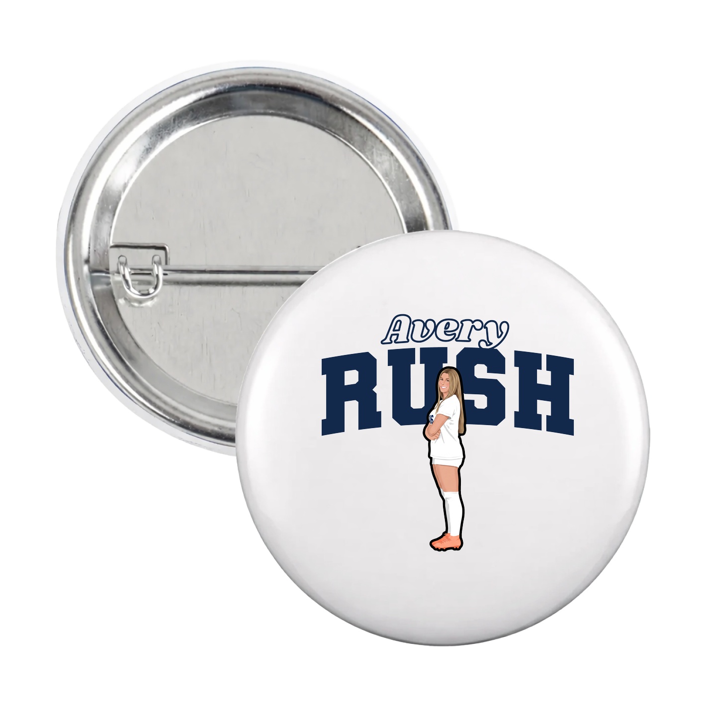 Game Day Button — Name Arch in White
