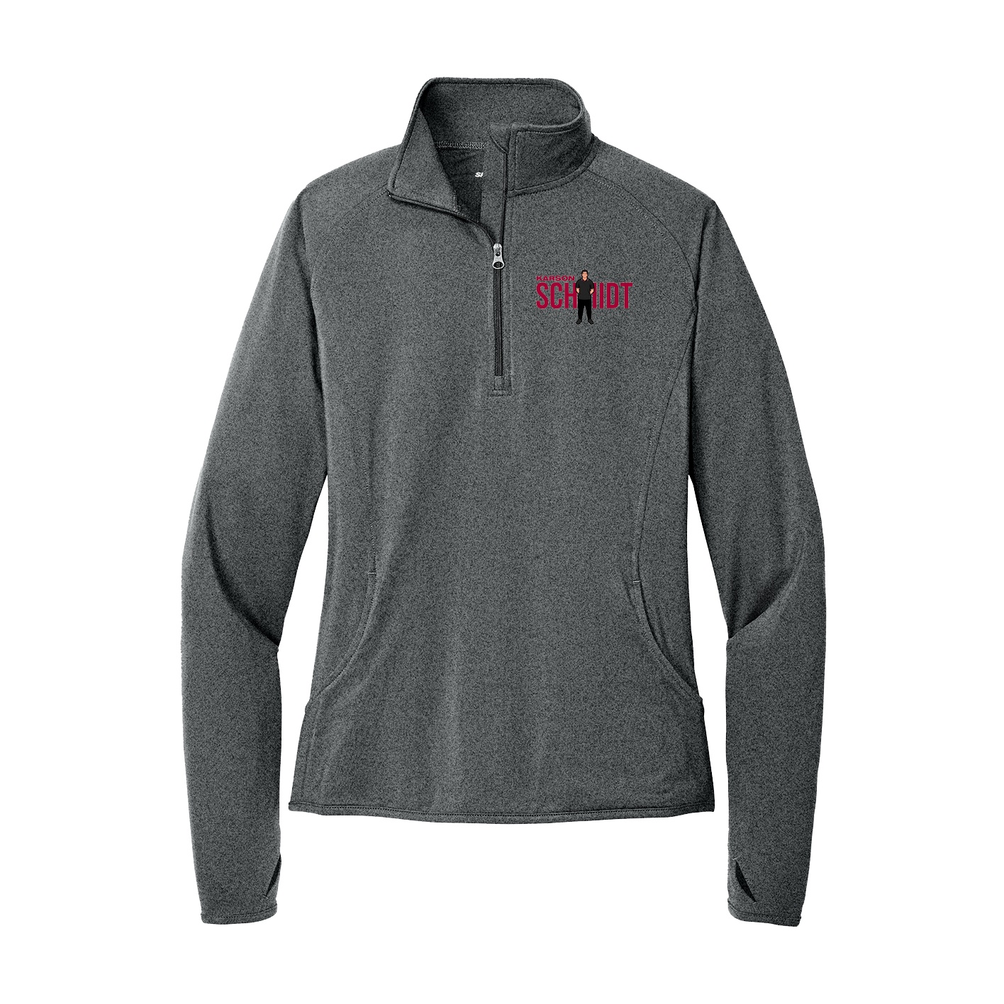 Women's Q-Zip Pullover — Player Name in Grey
