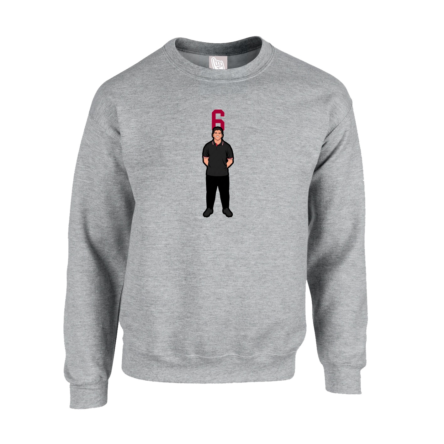 Fleece Crew — Number Top in Grey
