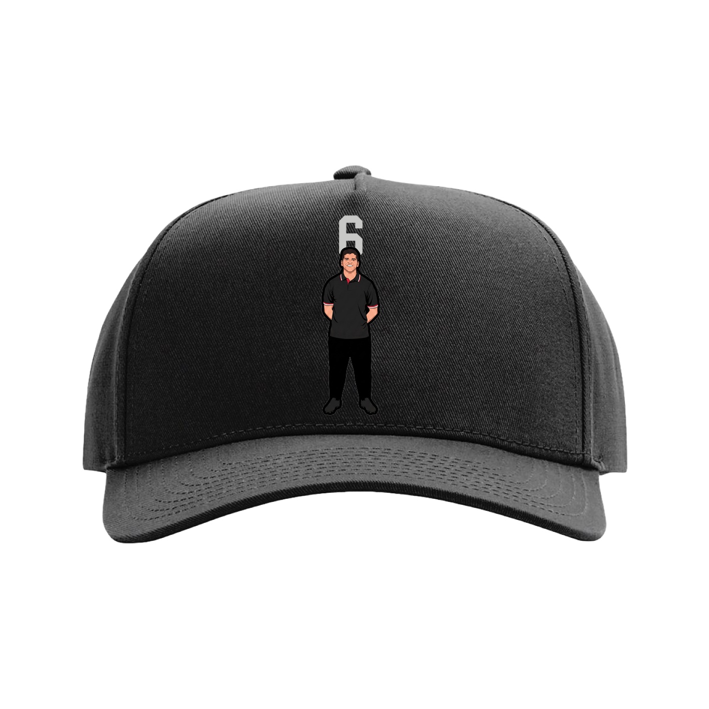 Full Fabric Five-Panel Champ Cap — Number Top in Black