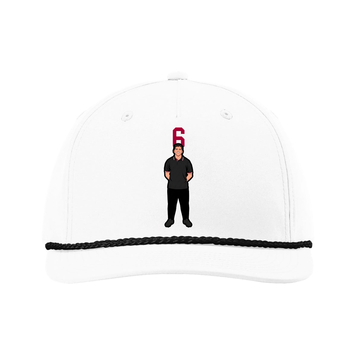Five-Panel Classic Rope Cap — Number Top in White
