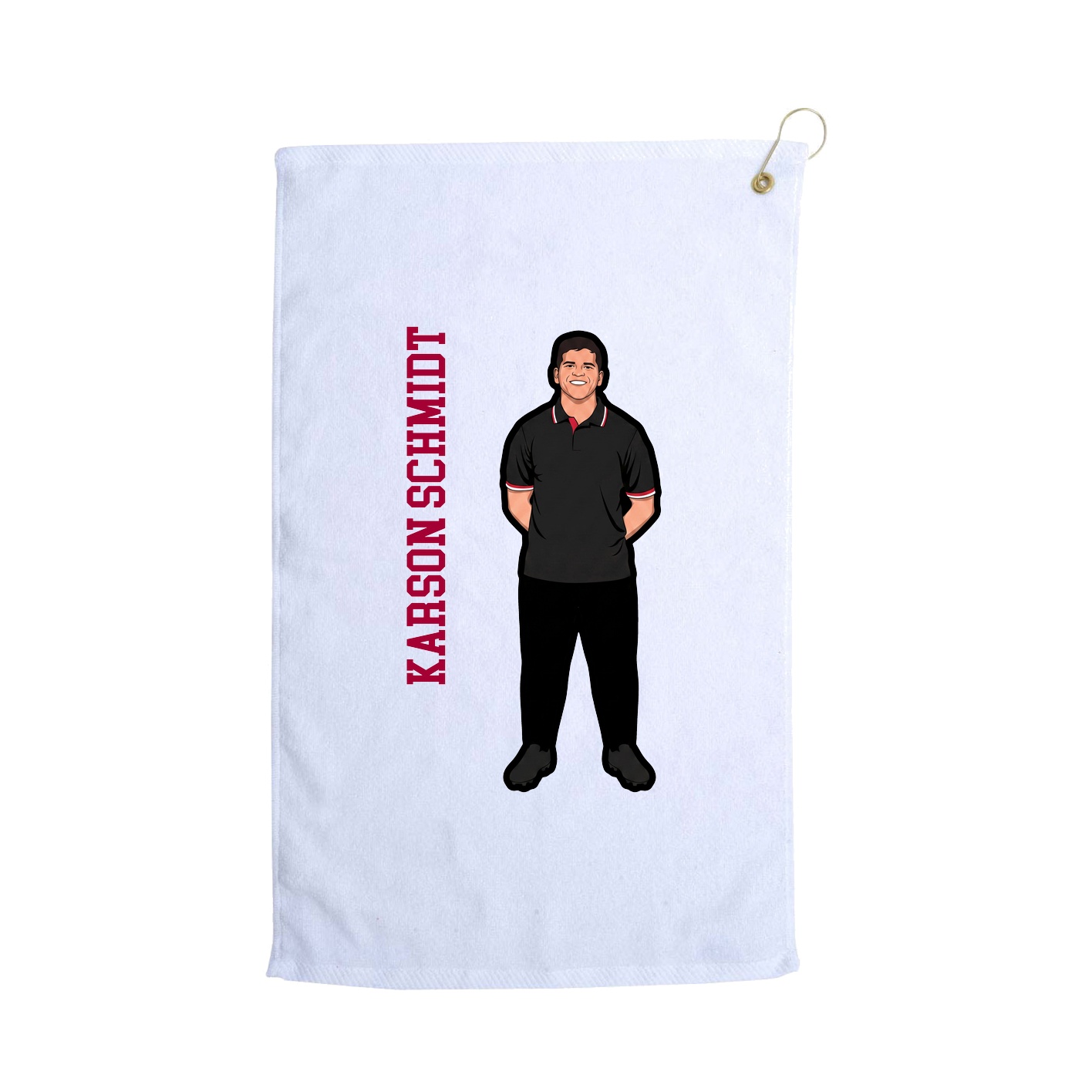 Golf Towel — Name Vertical in White