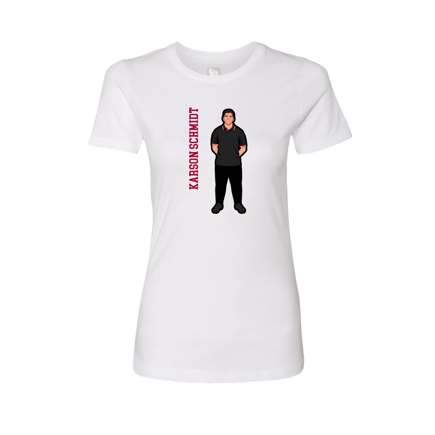 Fitted Women's Tee — Name Vertical in White