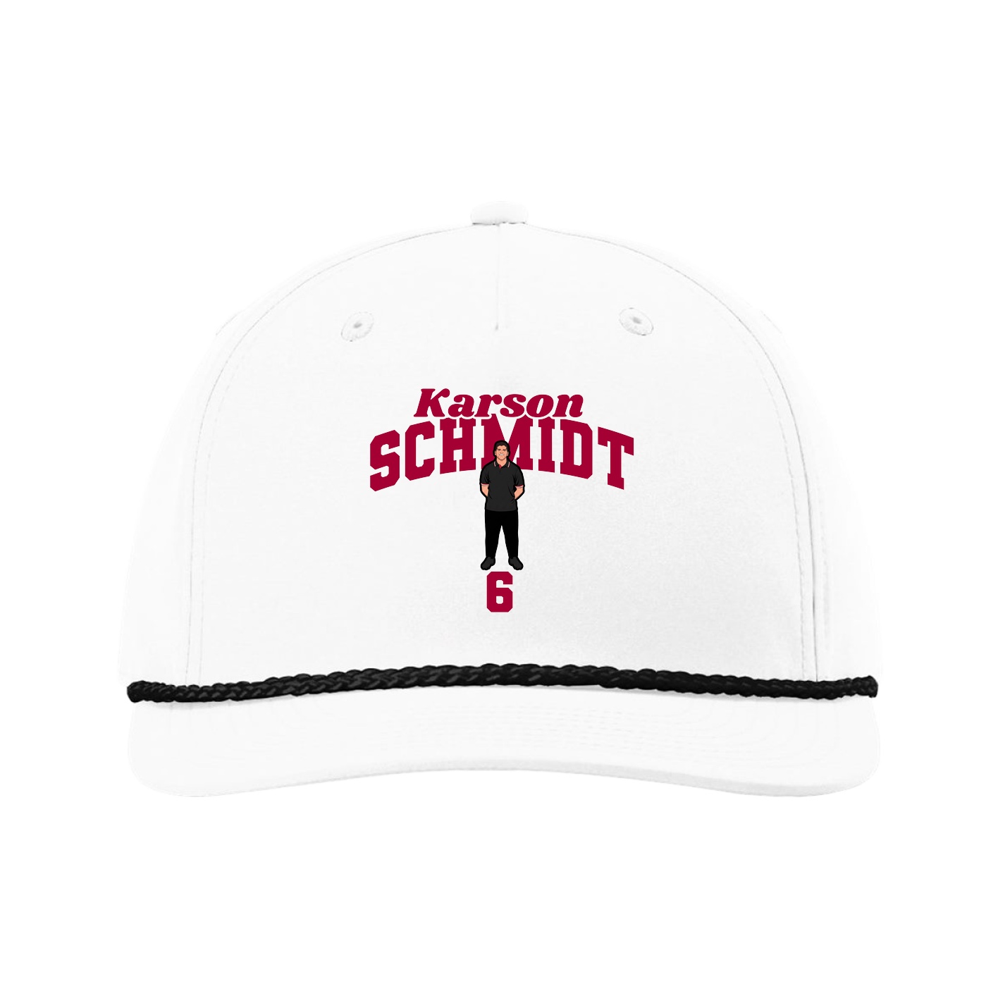 Five-Panel Classic Rope Cap — Signature Arch in White