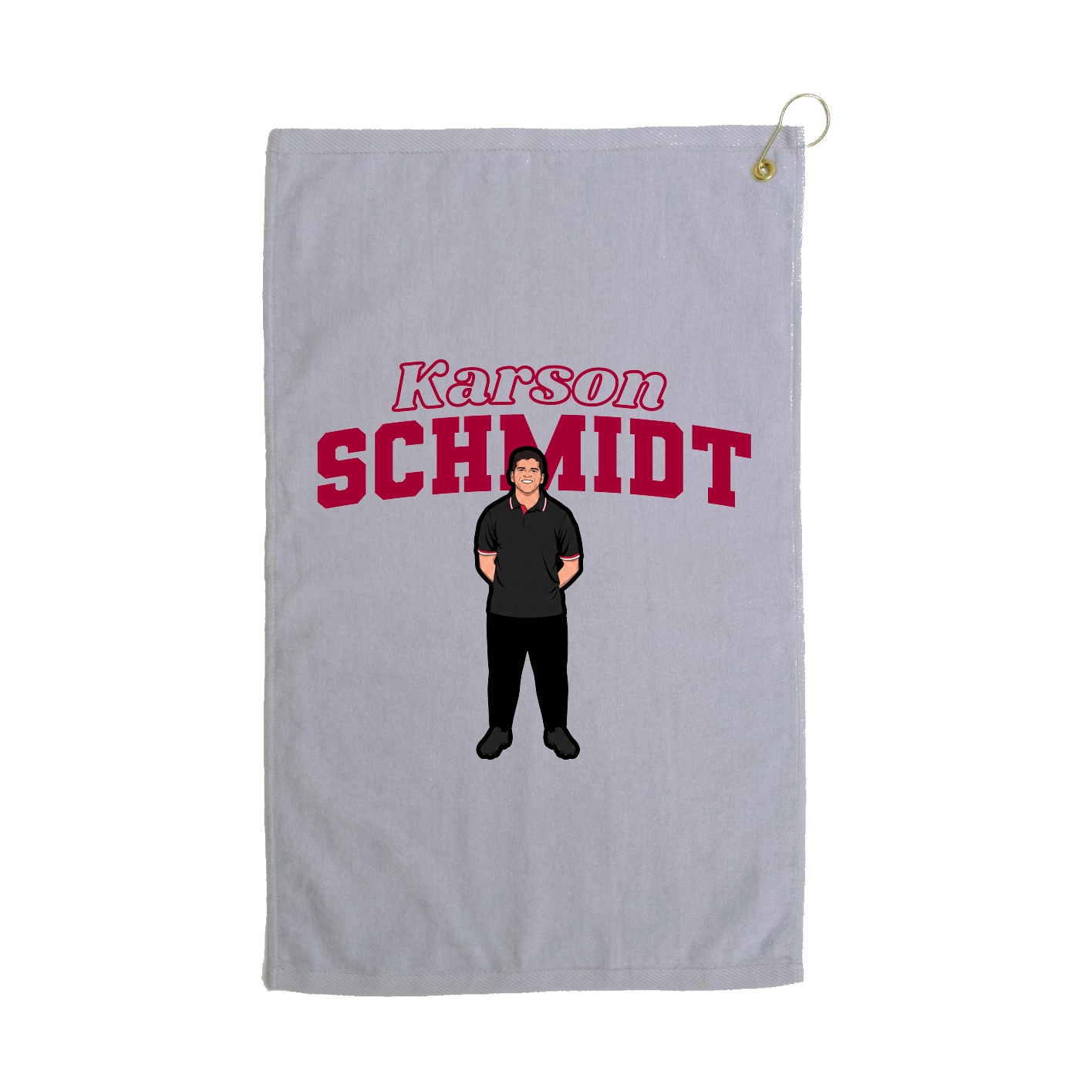 Golf Towel — Name Arch in Grey