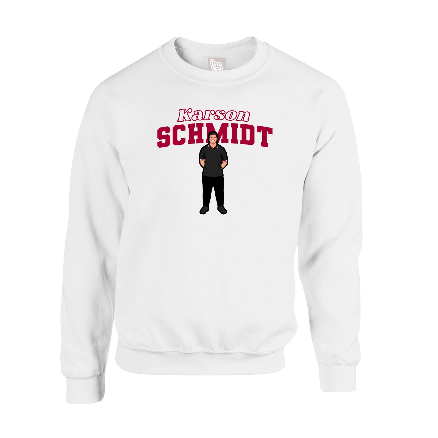 Fleece Crew — Name Arch in White