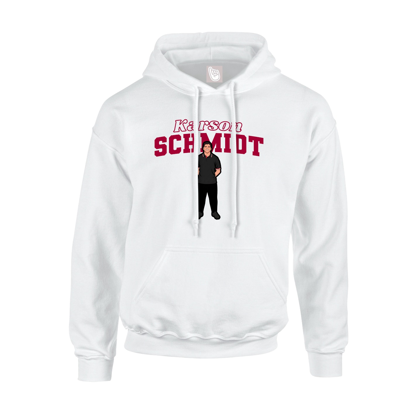 Youth Hoodie — Name Arch in White