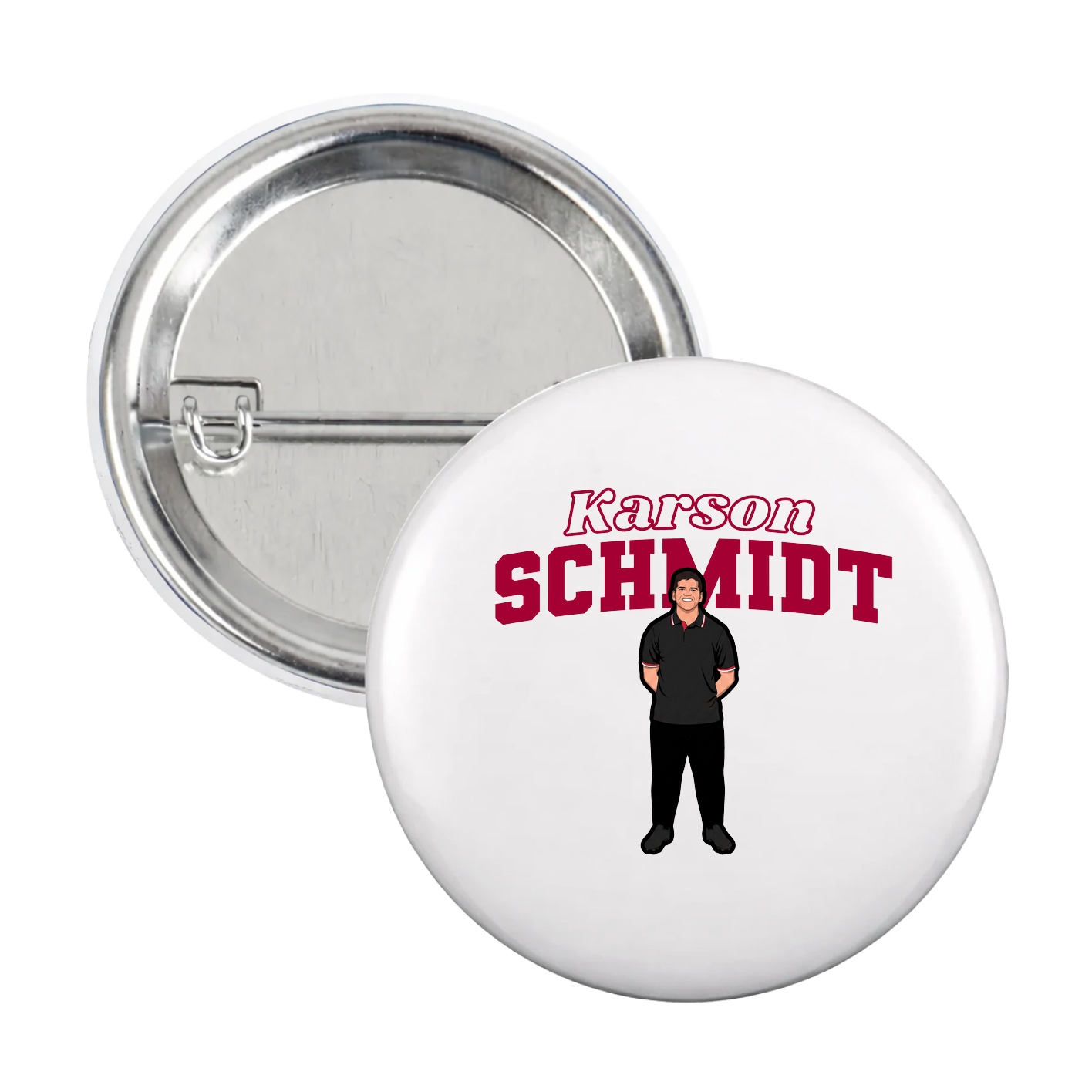 Game Day Button — Name Arch in White