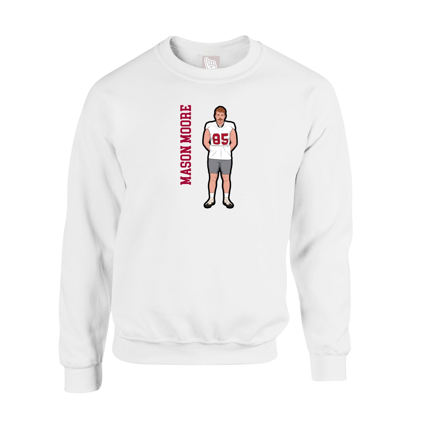 Fleece Crew — Name Vertical in White