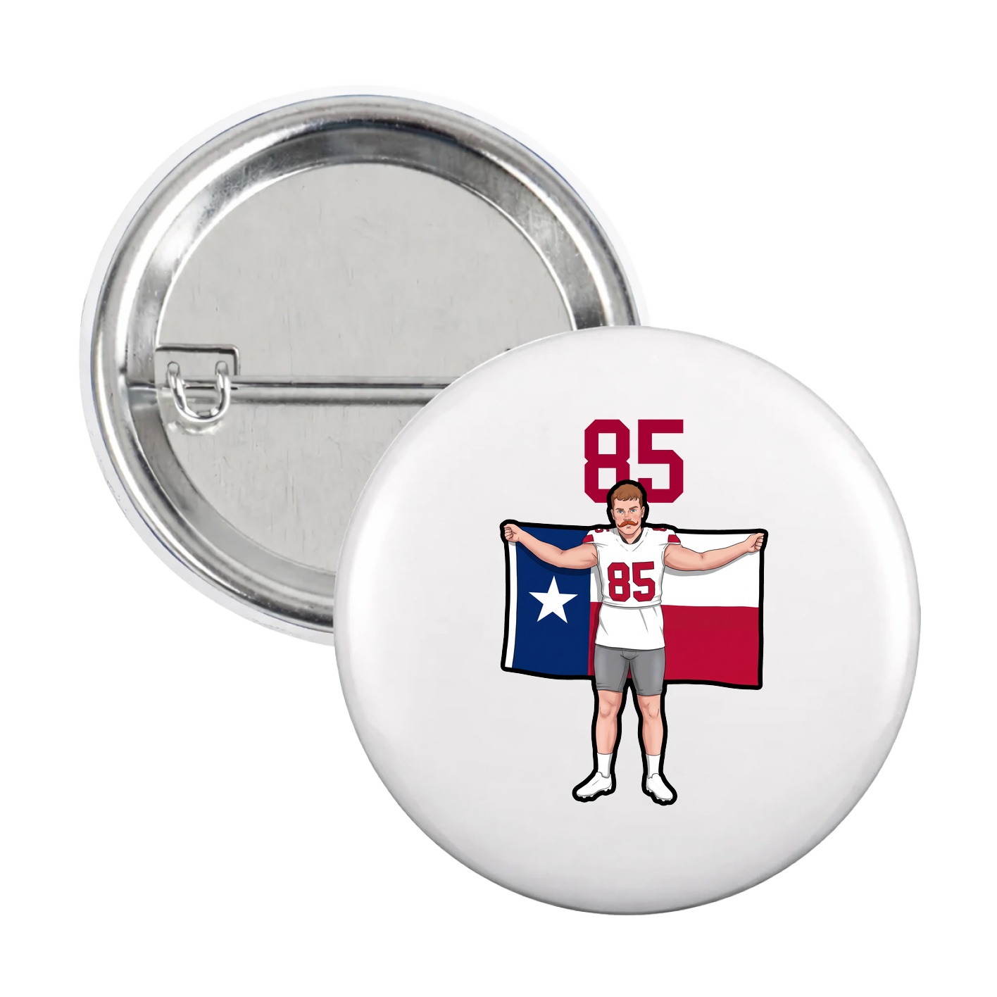 Game Day Button — Number Top in White