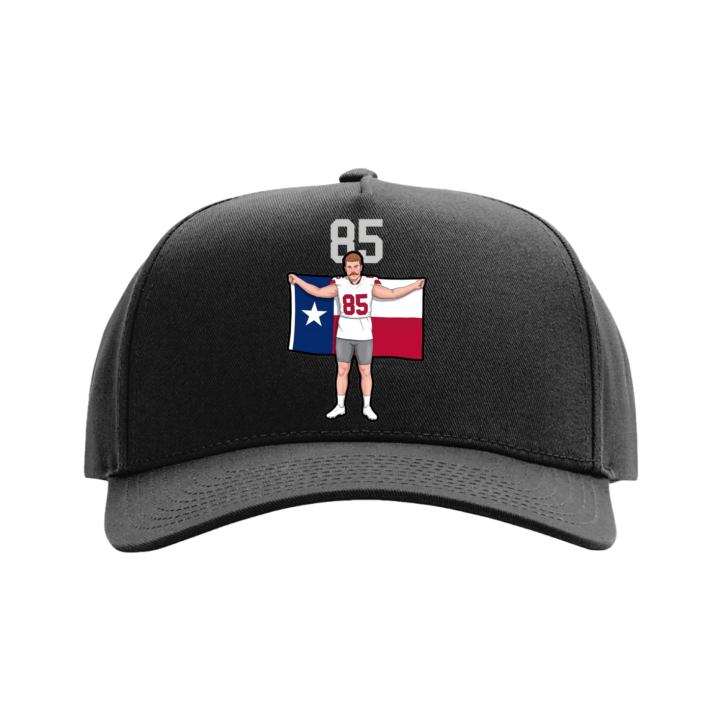 Full Fabric Five-Panel Champ Cap — Number Top in Black