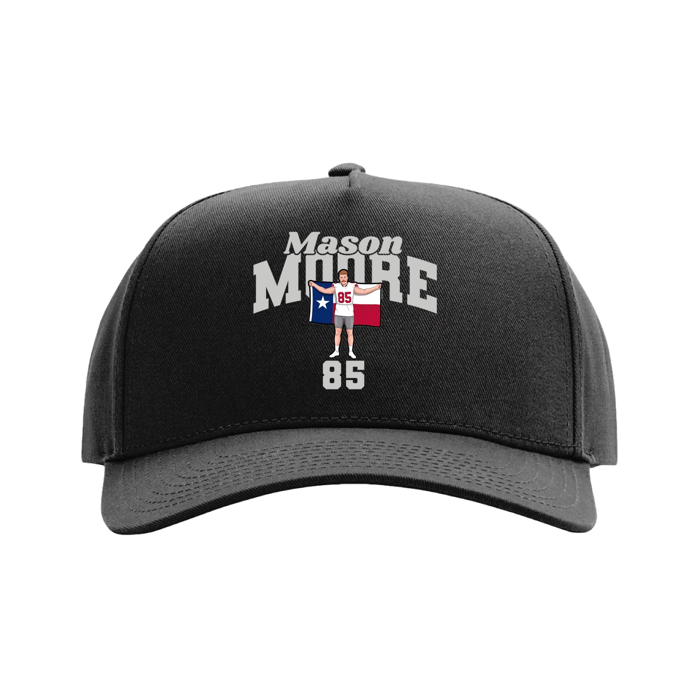Full Fabric Five-Panel Champ Cap — Signature Arch in Black