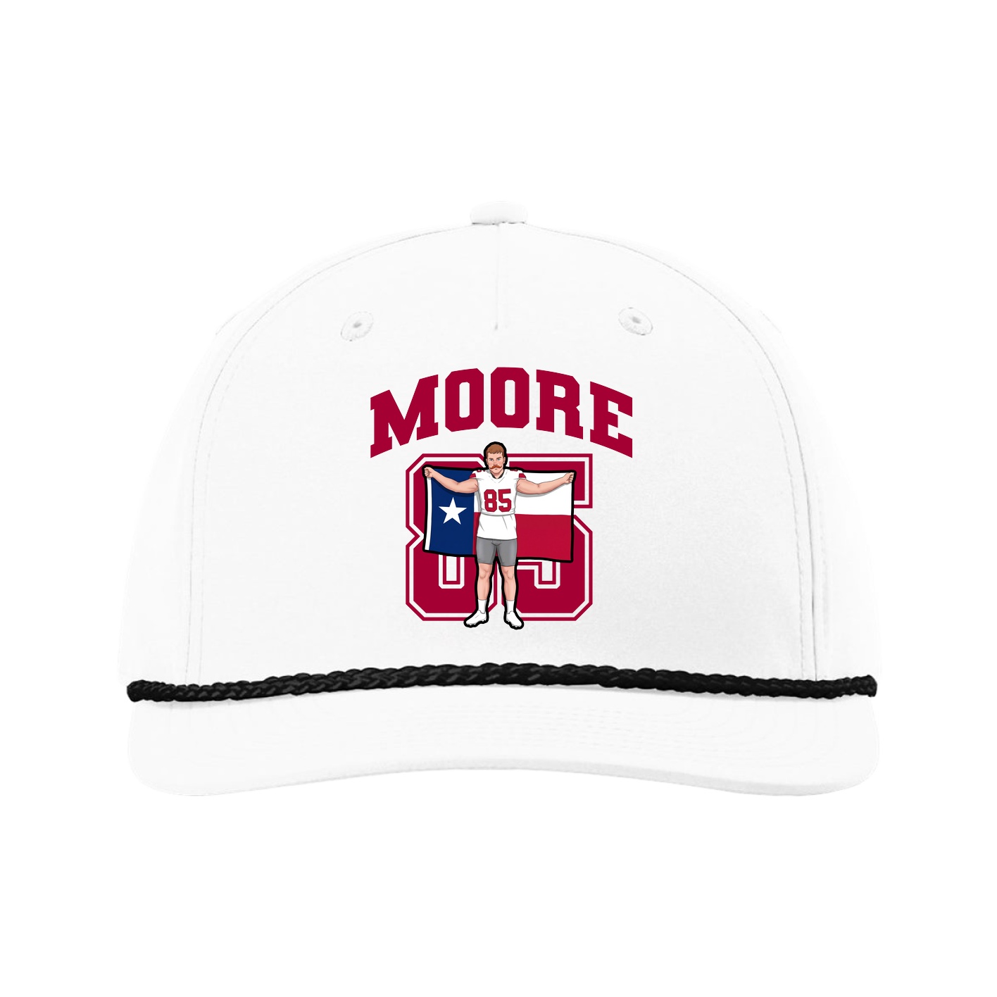 Five-Panel Classic Rope Cap — Number in White