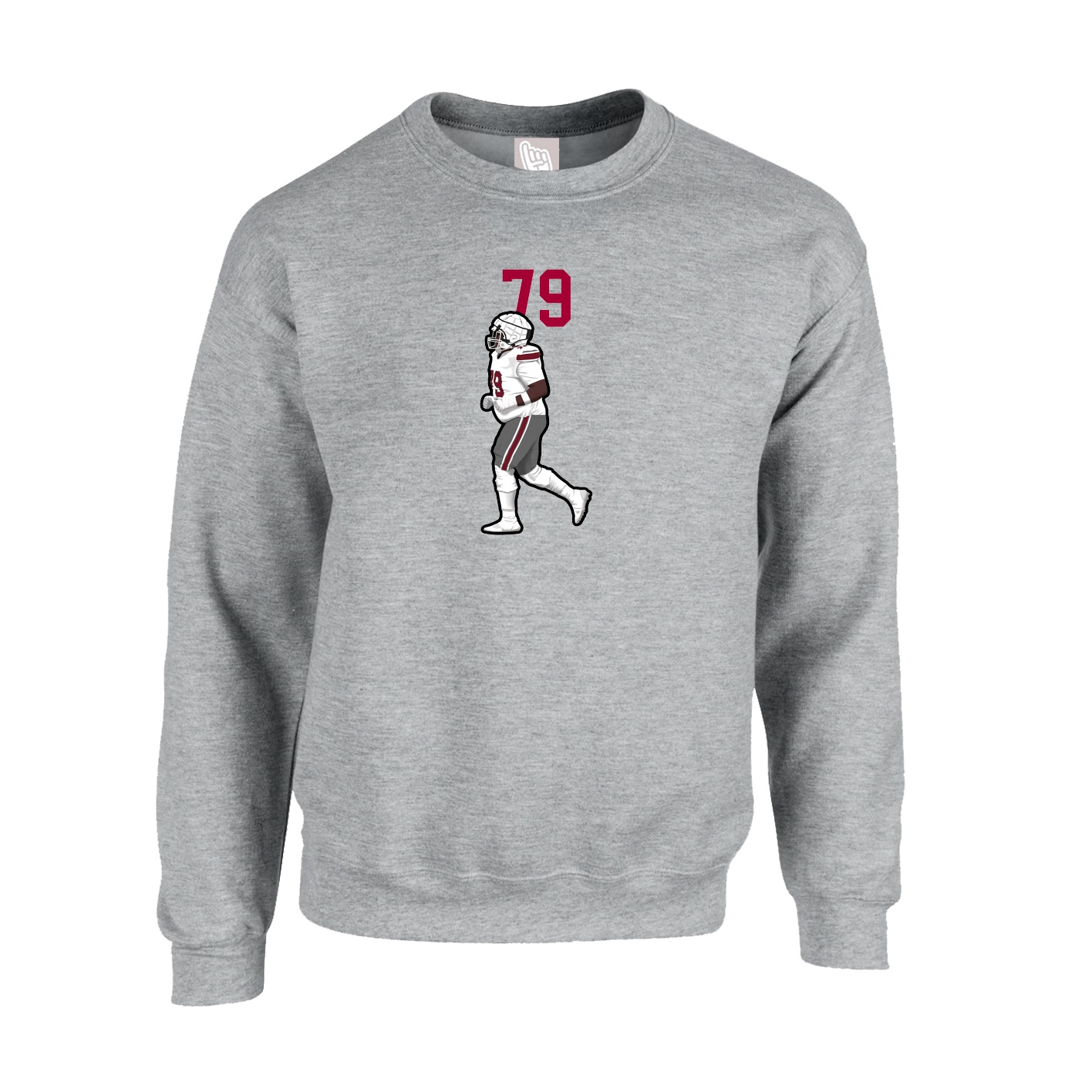Fleece Crew — Number Top in Grey