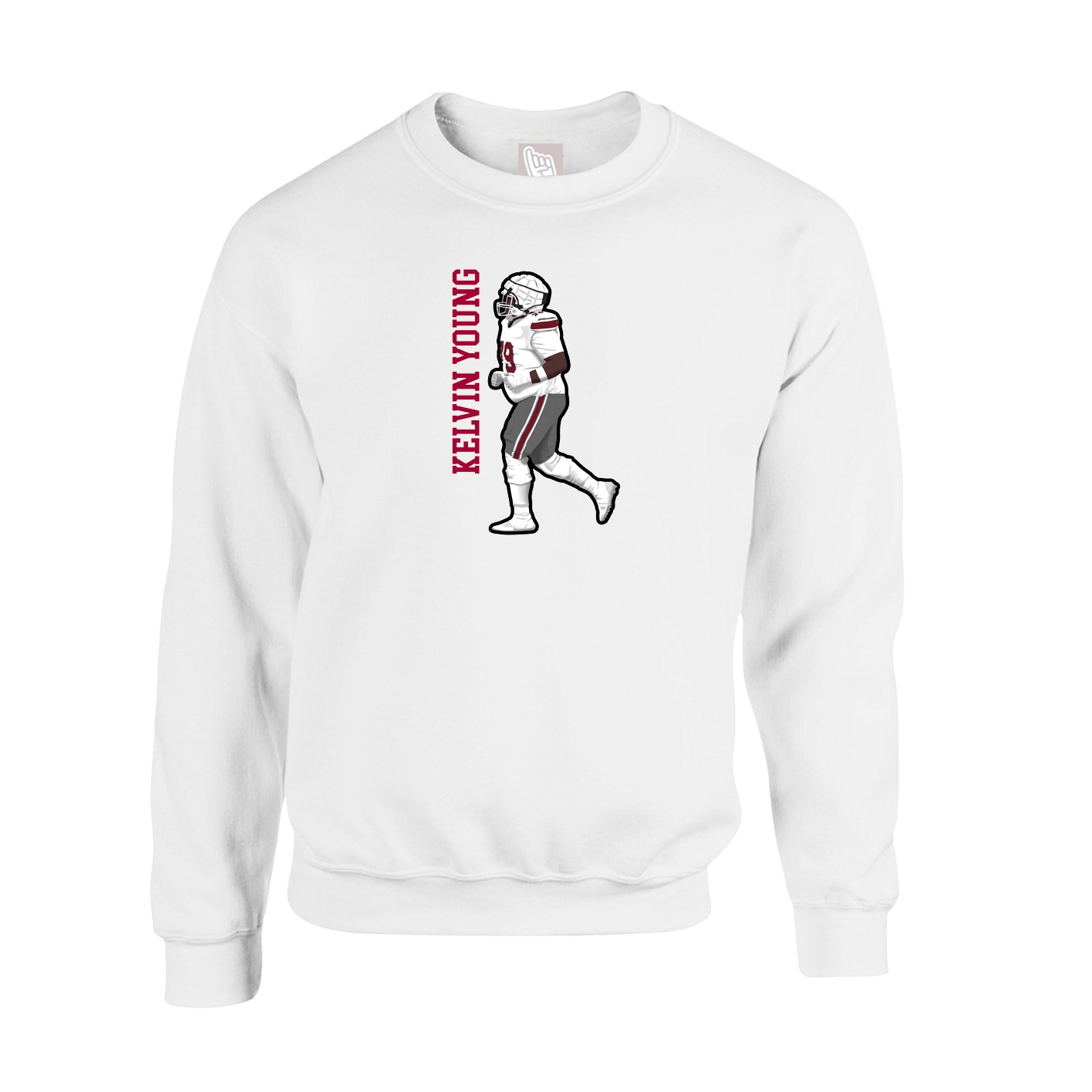 Fleece Crew — Name Vertical in White