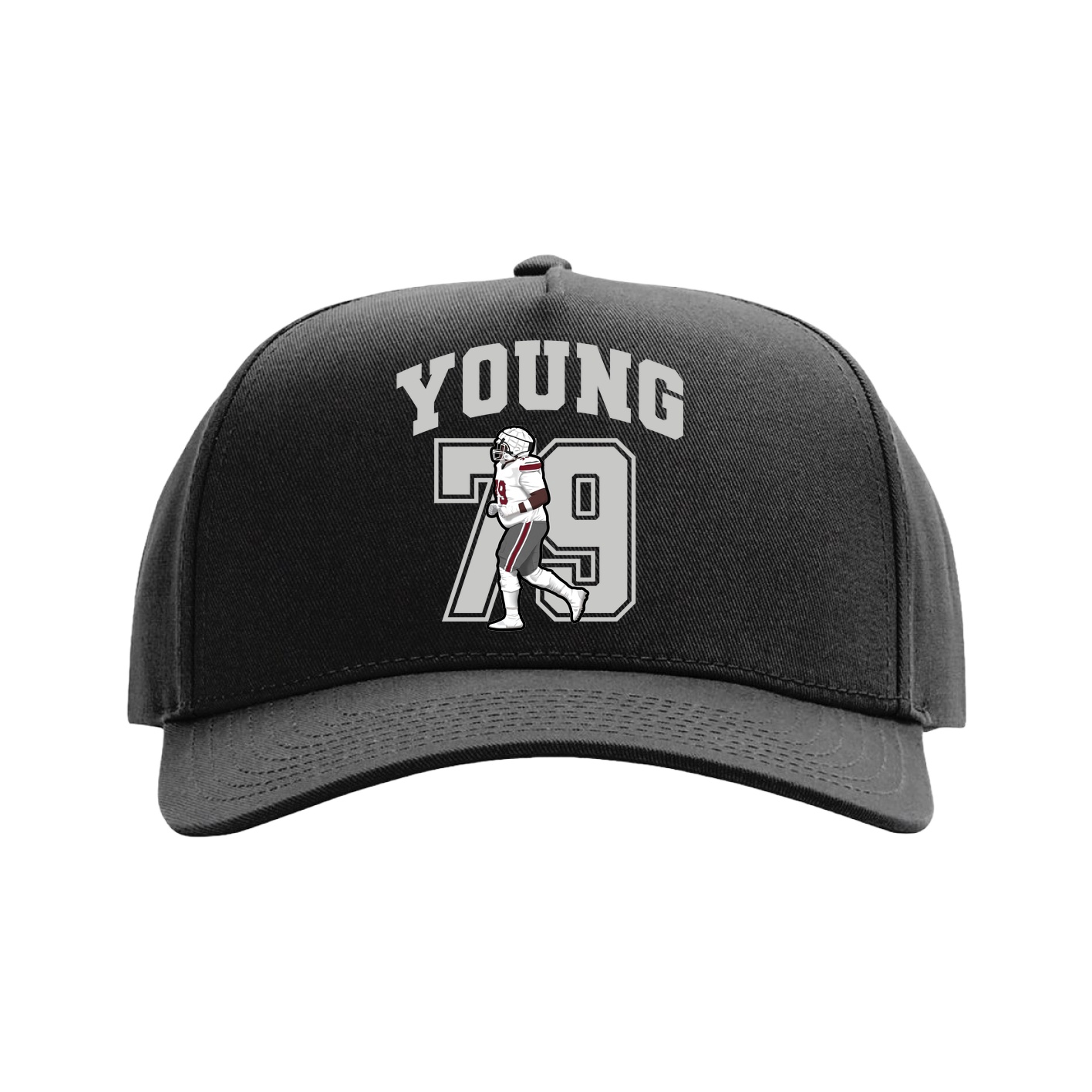 Full Fabric Five-Panel Champ Cap — Number in Black