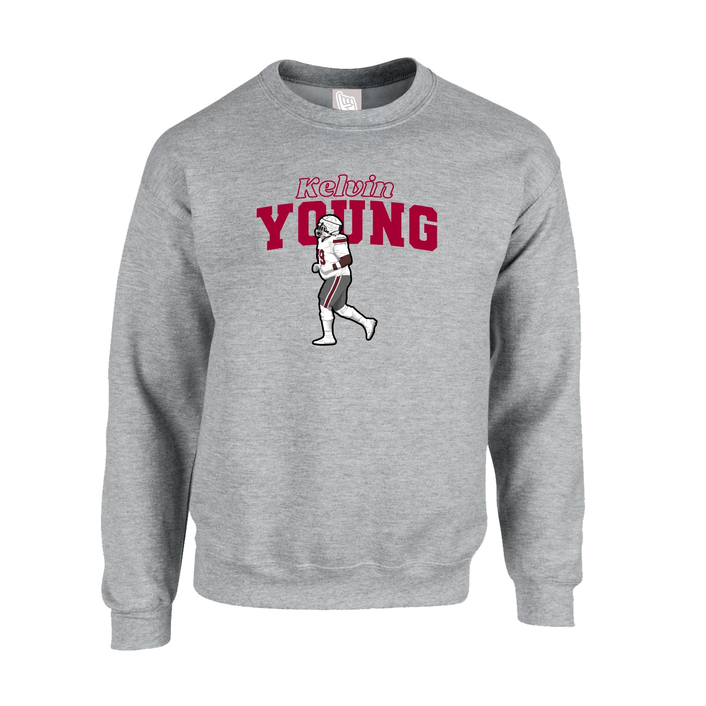 Fleece Crew — Name Arch in Grey