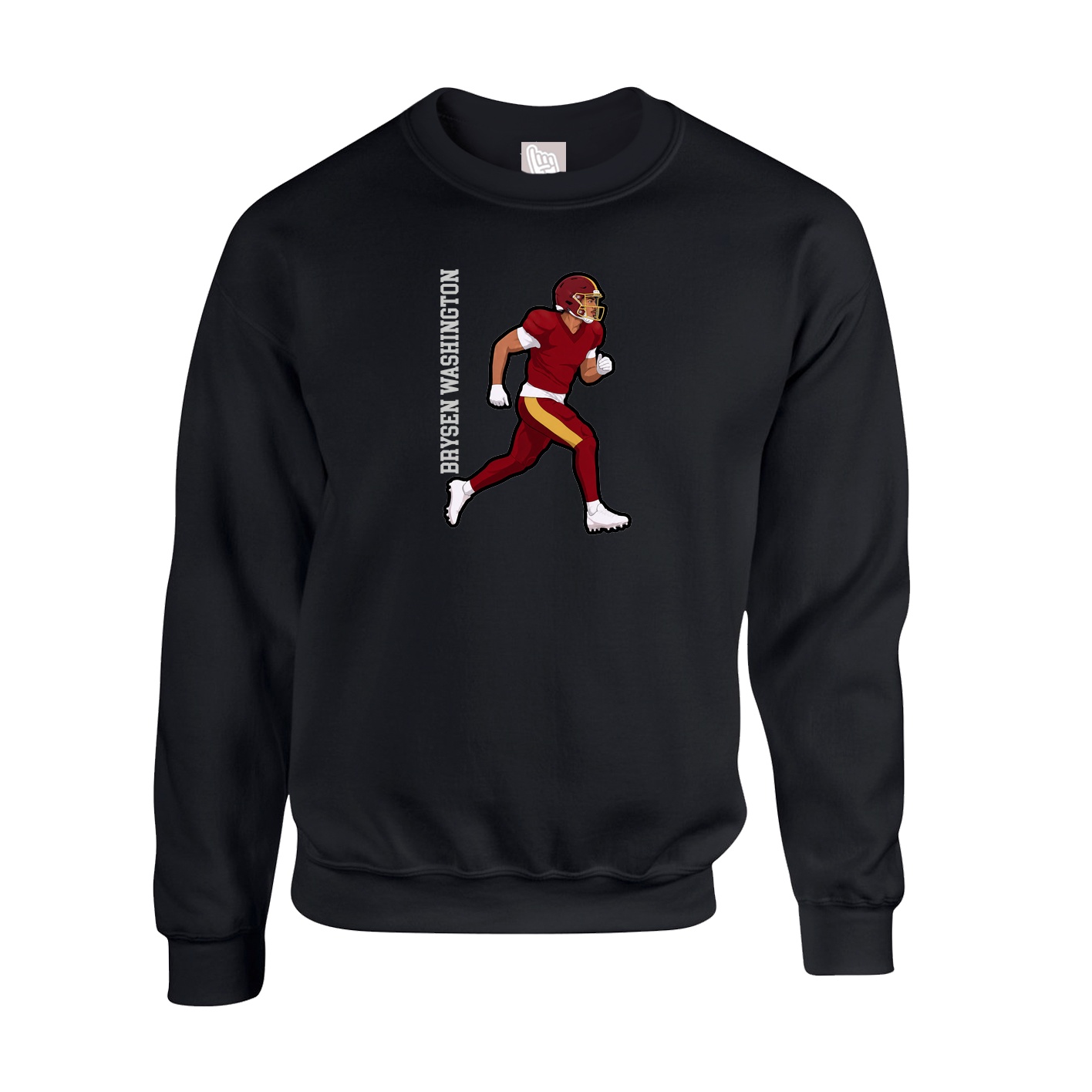 Fleece Crew — Name Vertical in Black