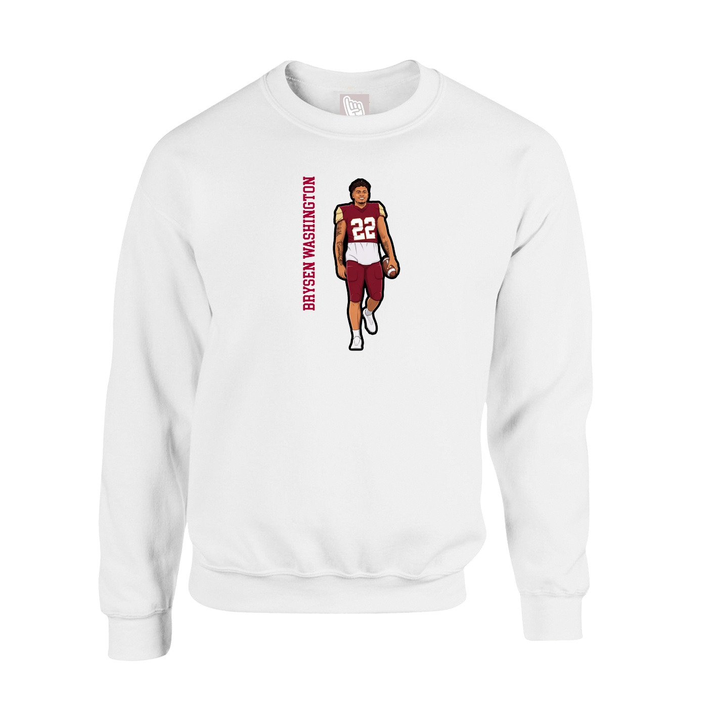 Fleece Crew — Name Vertical in White