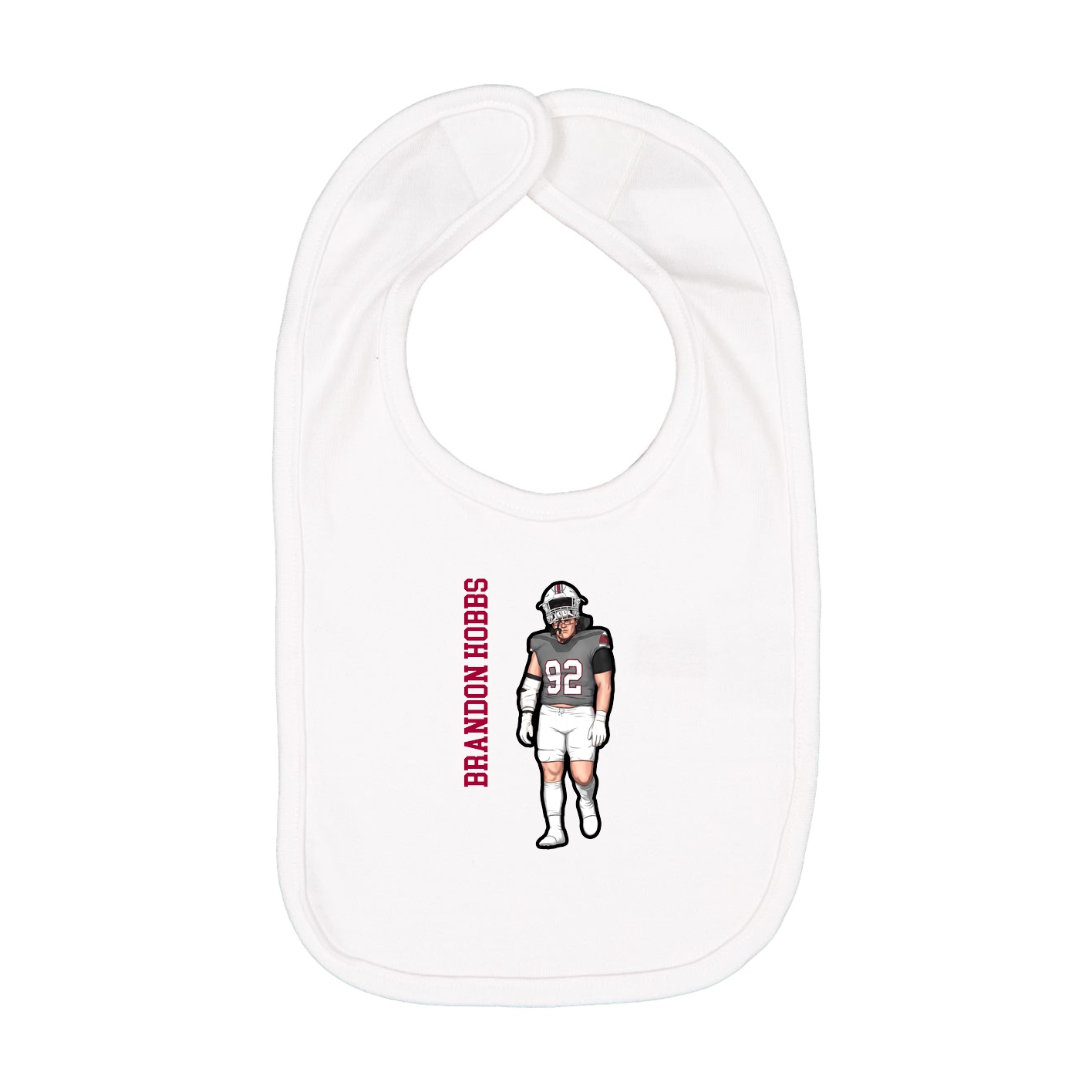 Infant Bib — Name Vertical in White