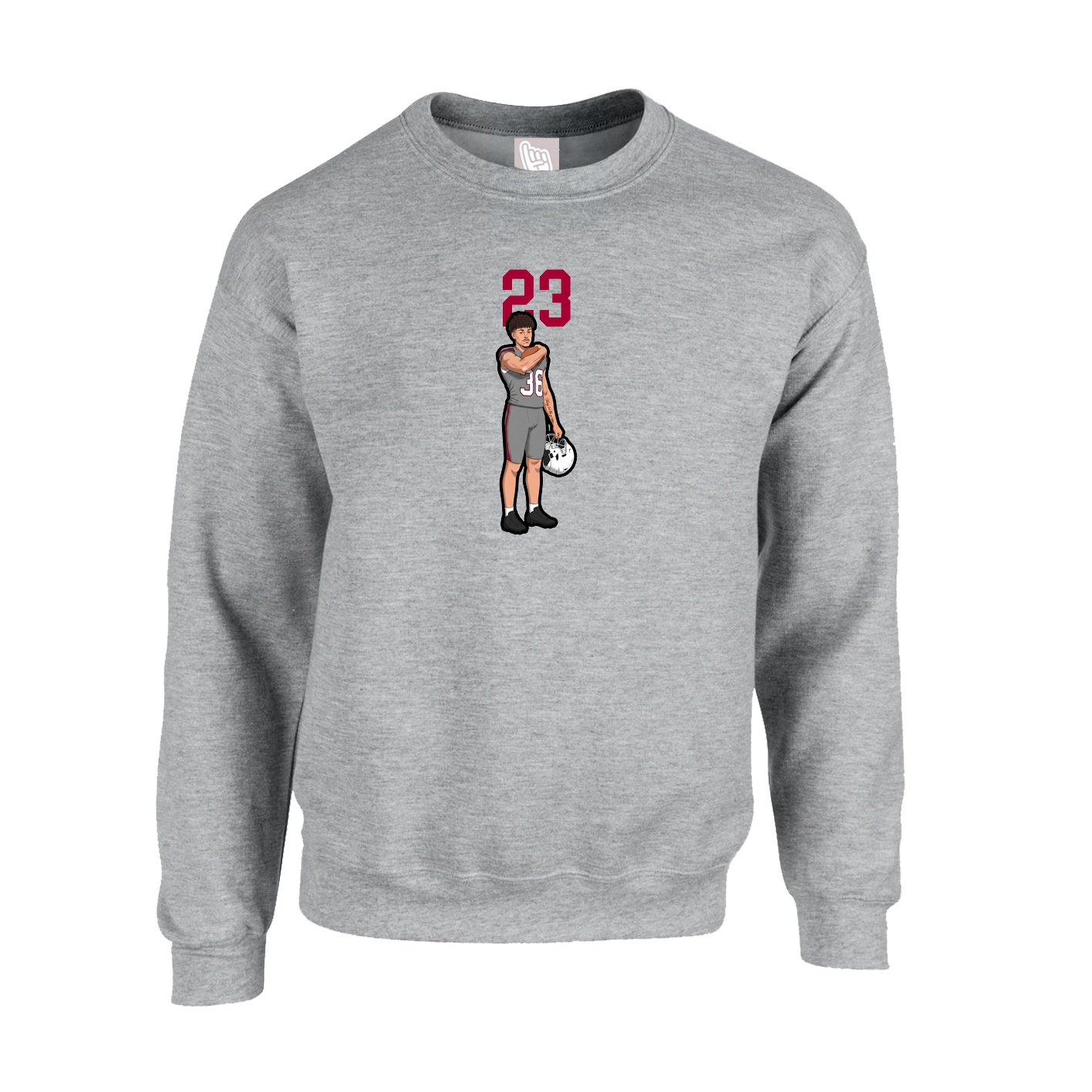 Fleece Crew — Number Top in Grey