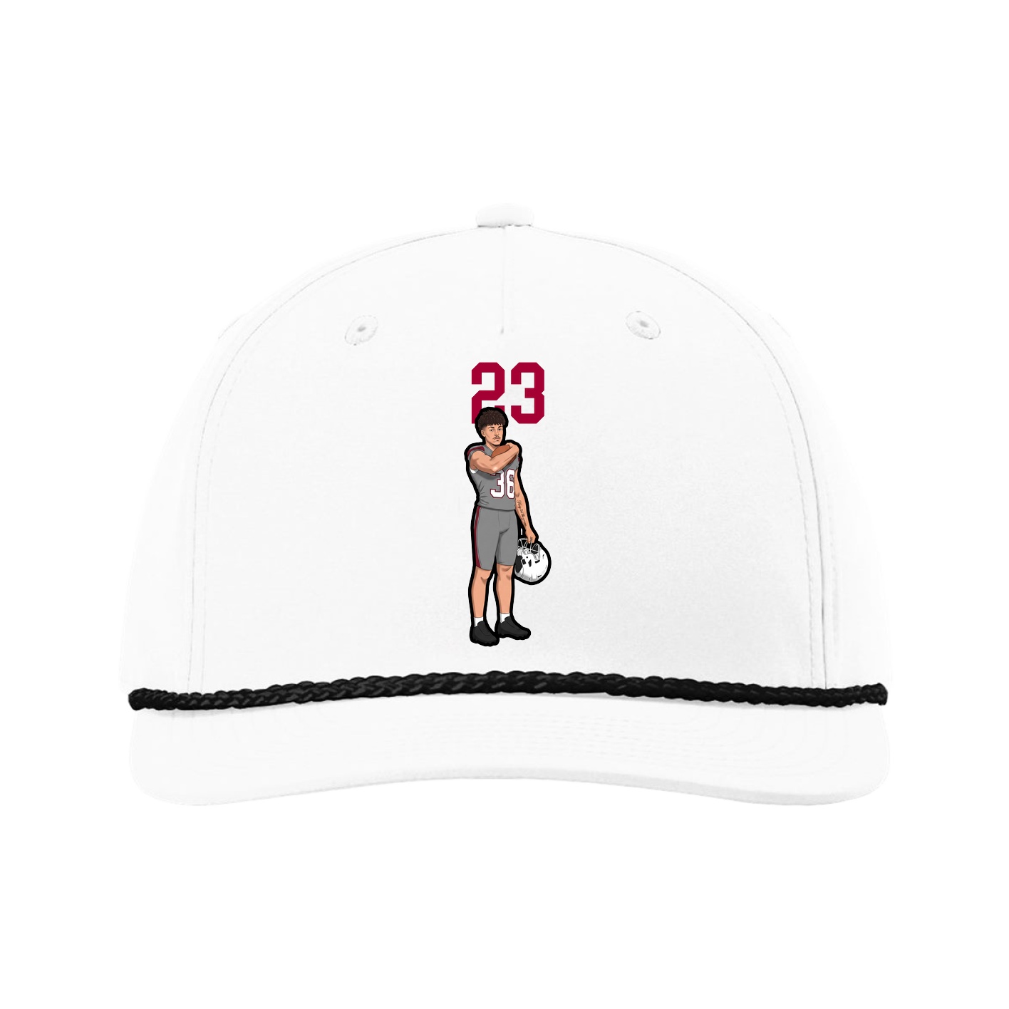 Five-Panel Classic Rope Cap — Number Top in White