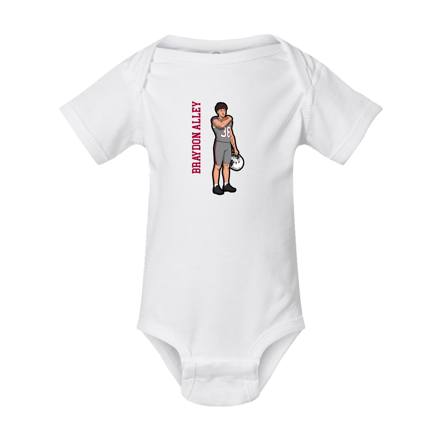 Baby Onesie — Name Vertical in White