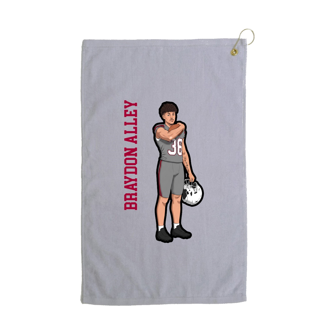 Golf Towel — Name Vertical in Grey