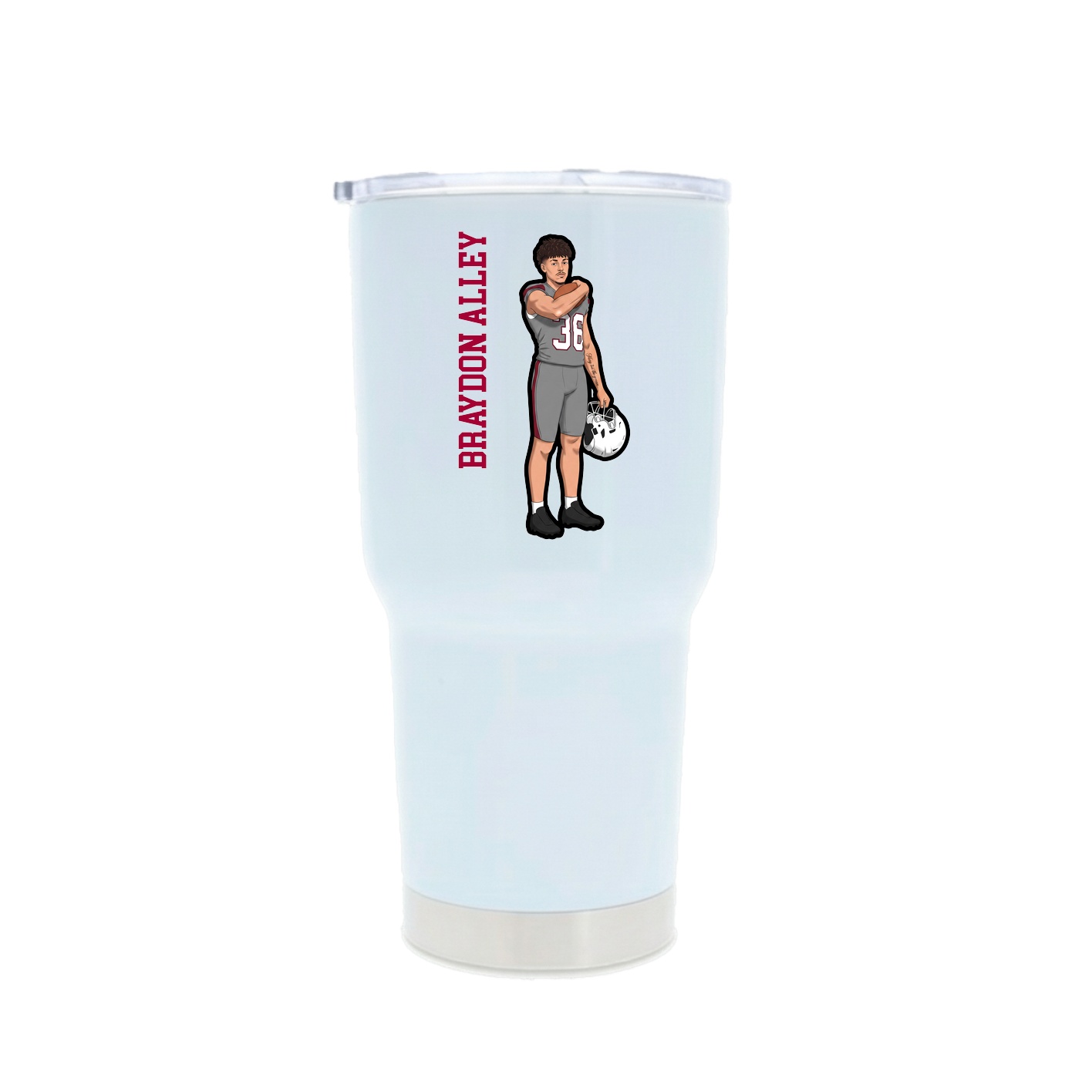 30oz Stainless Steel Tumbler — Name Vertical in White