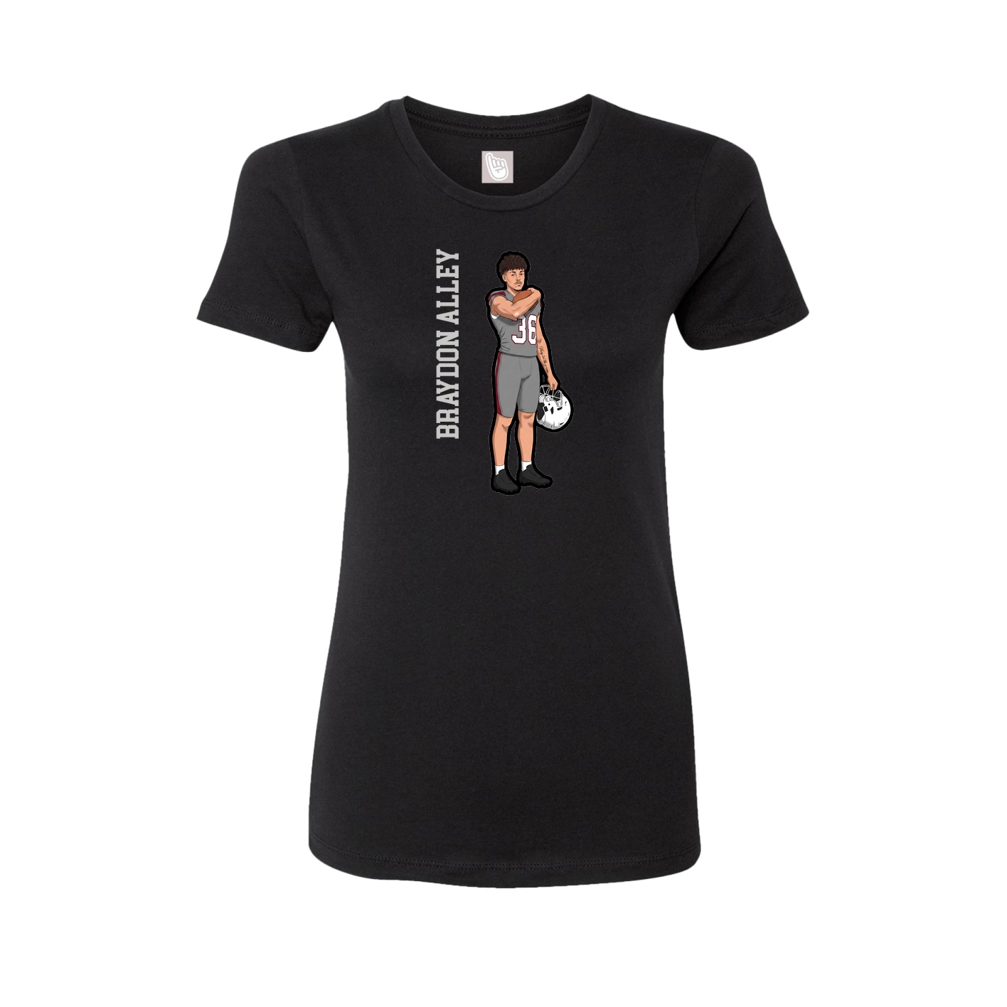 Fitted Women's Tee — Name Vertical in Black