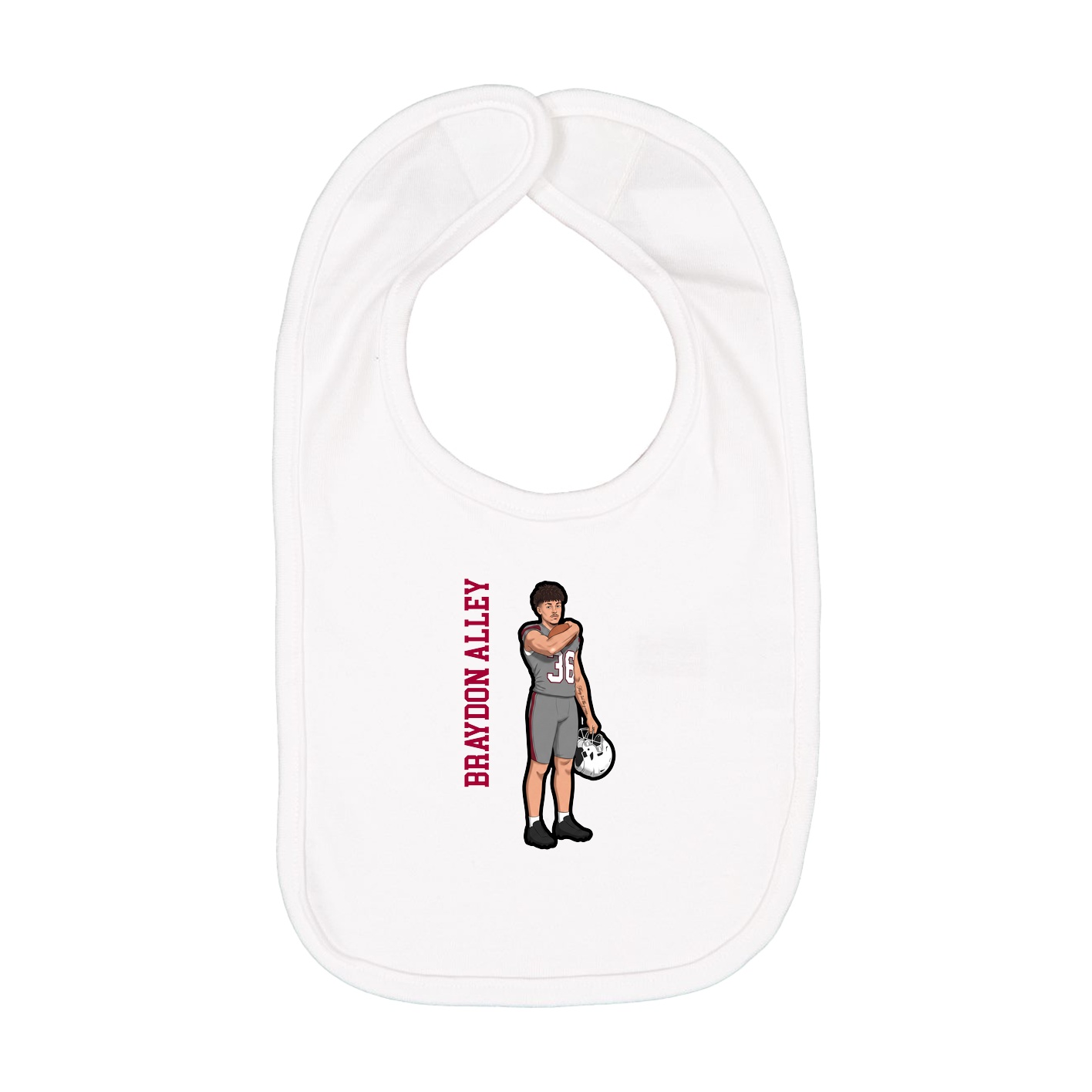 Infant Bib — Name Vertical in White