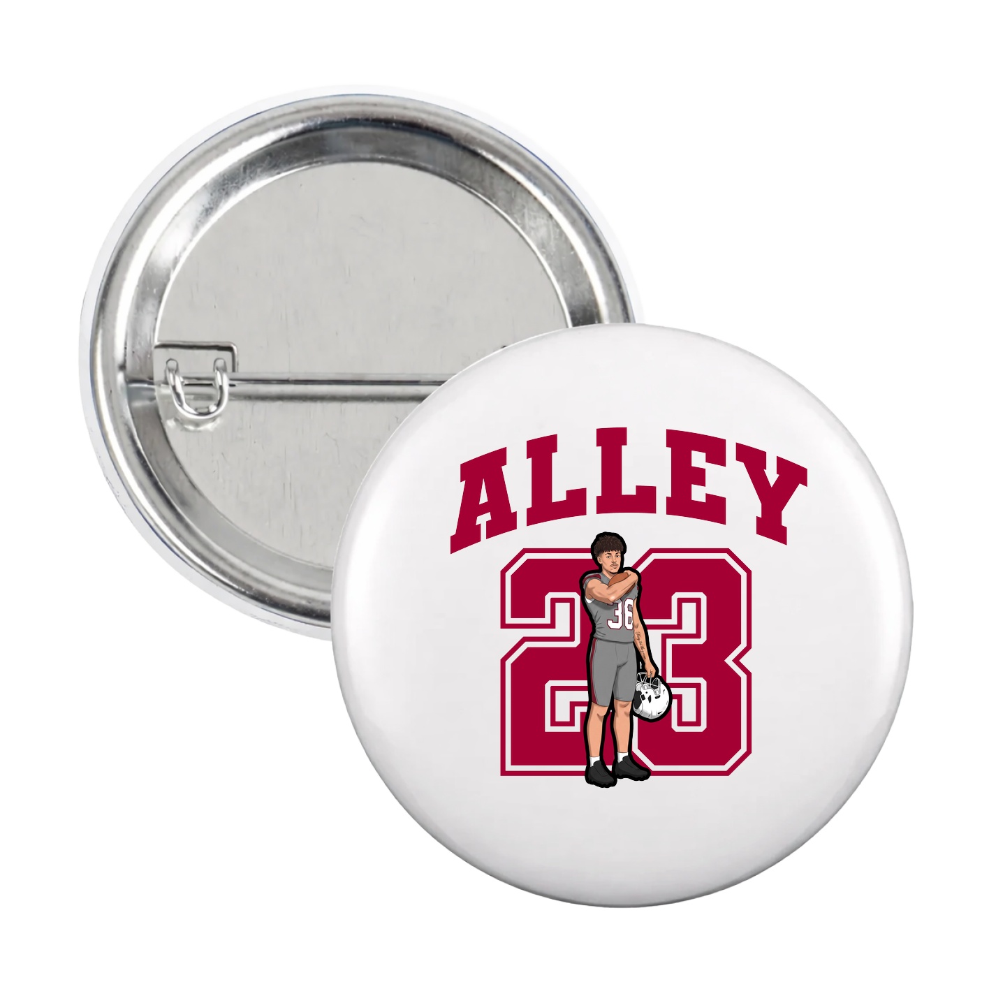Game Day Button — Number in White
