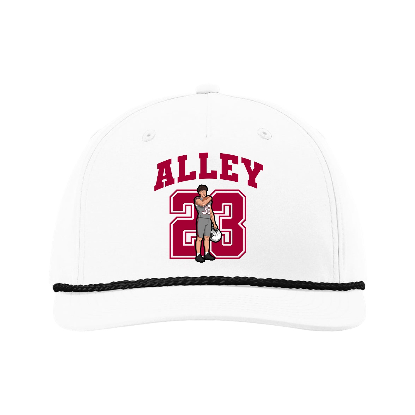 Five-Panel Classic Rope Cap — Number in White