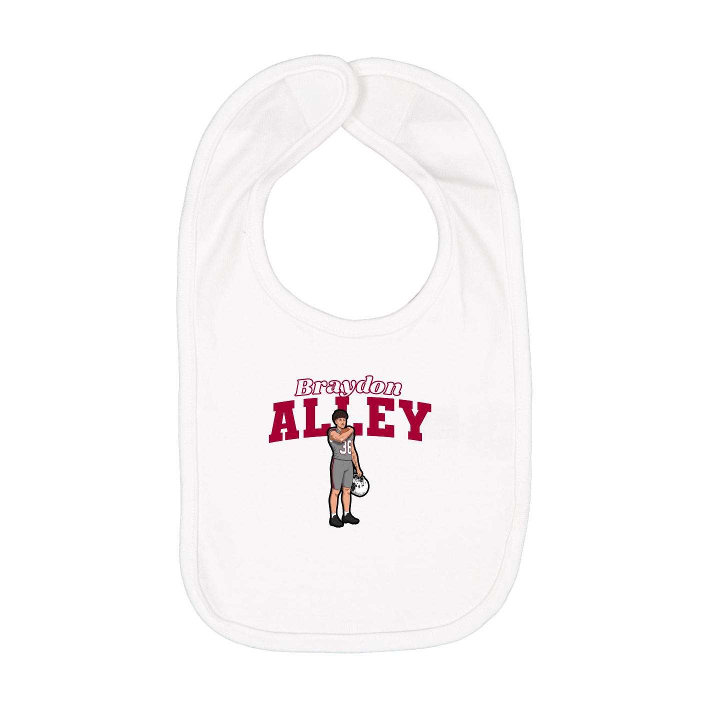 Infant Bib — Name Arch in White